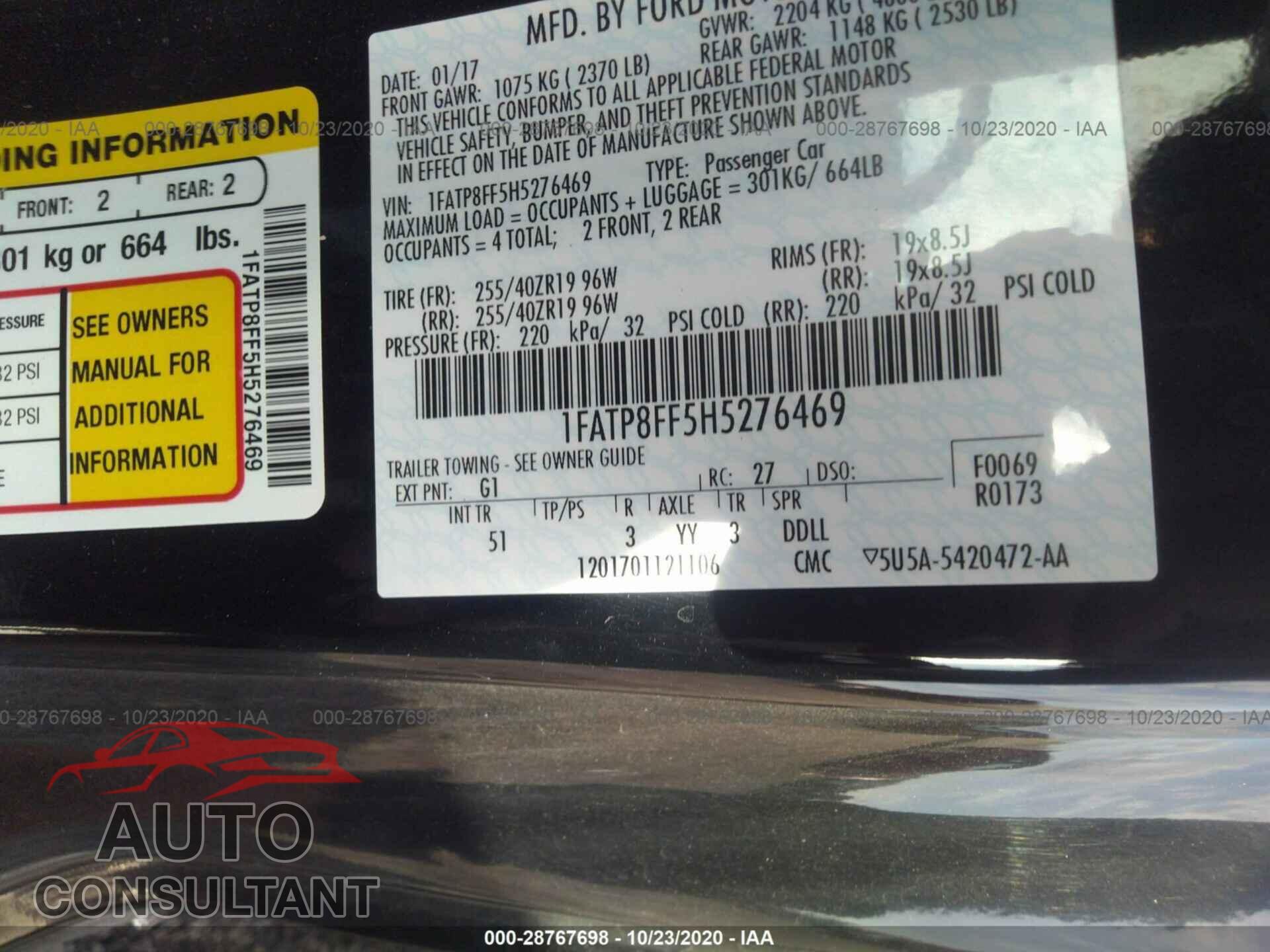 FORD MUSTANG 2017 - 1FATP8FF5H5276469