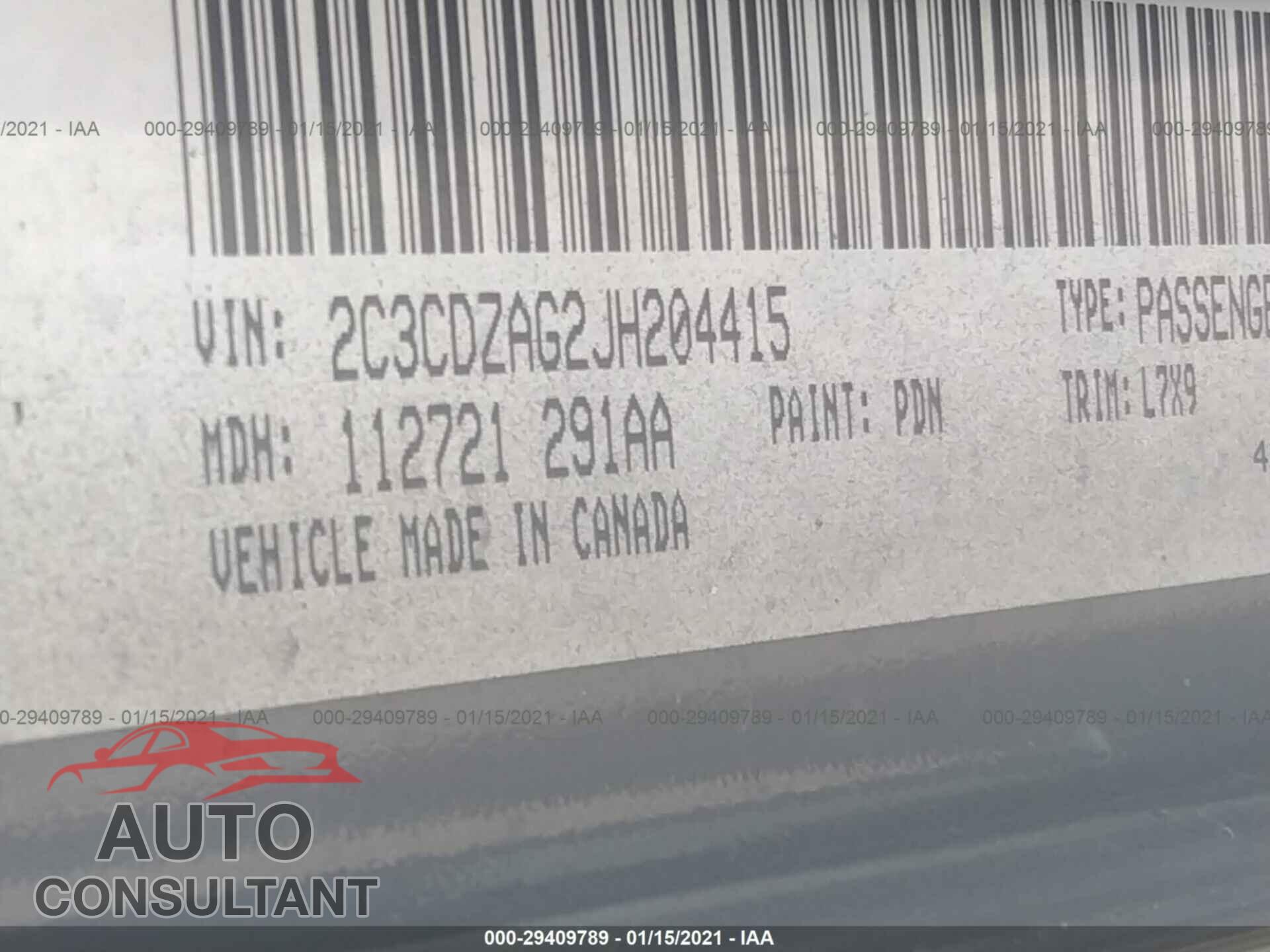 DODGE CHALLENGER 2018 - 2C3CDZAG2JH204415