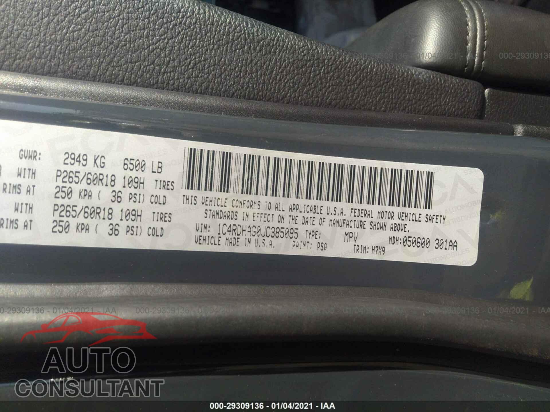 DODGE DURANGO 2018 - 1C4RDHAG0JC385095