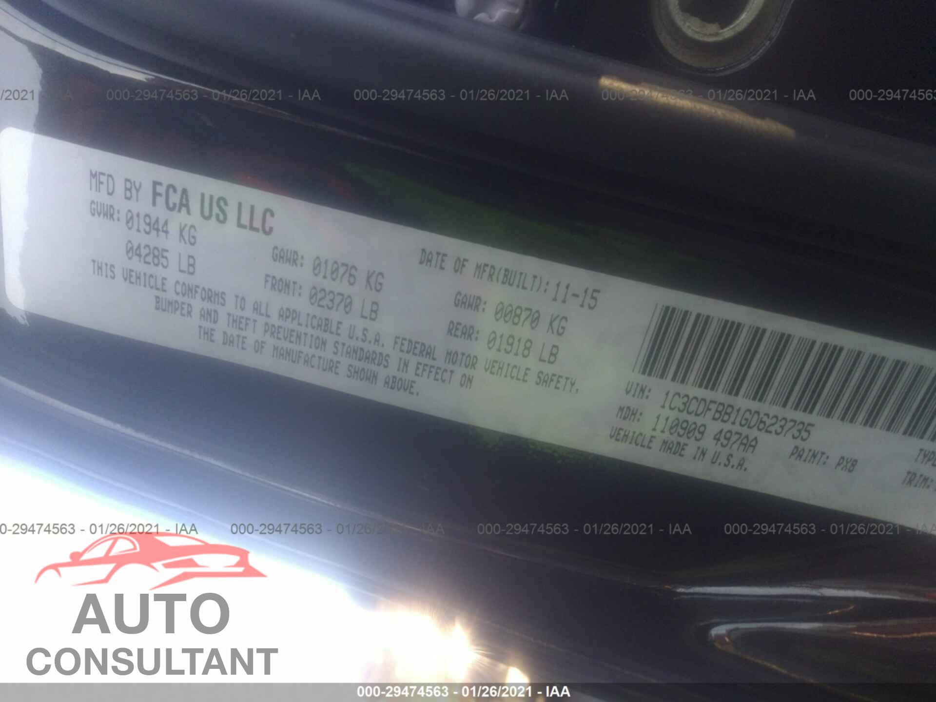 DODGE DART 2016 - 1C3CDFBB1GD623735