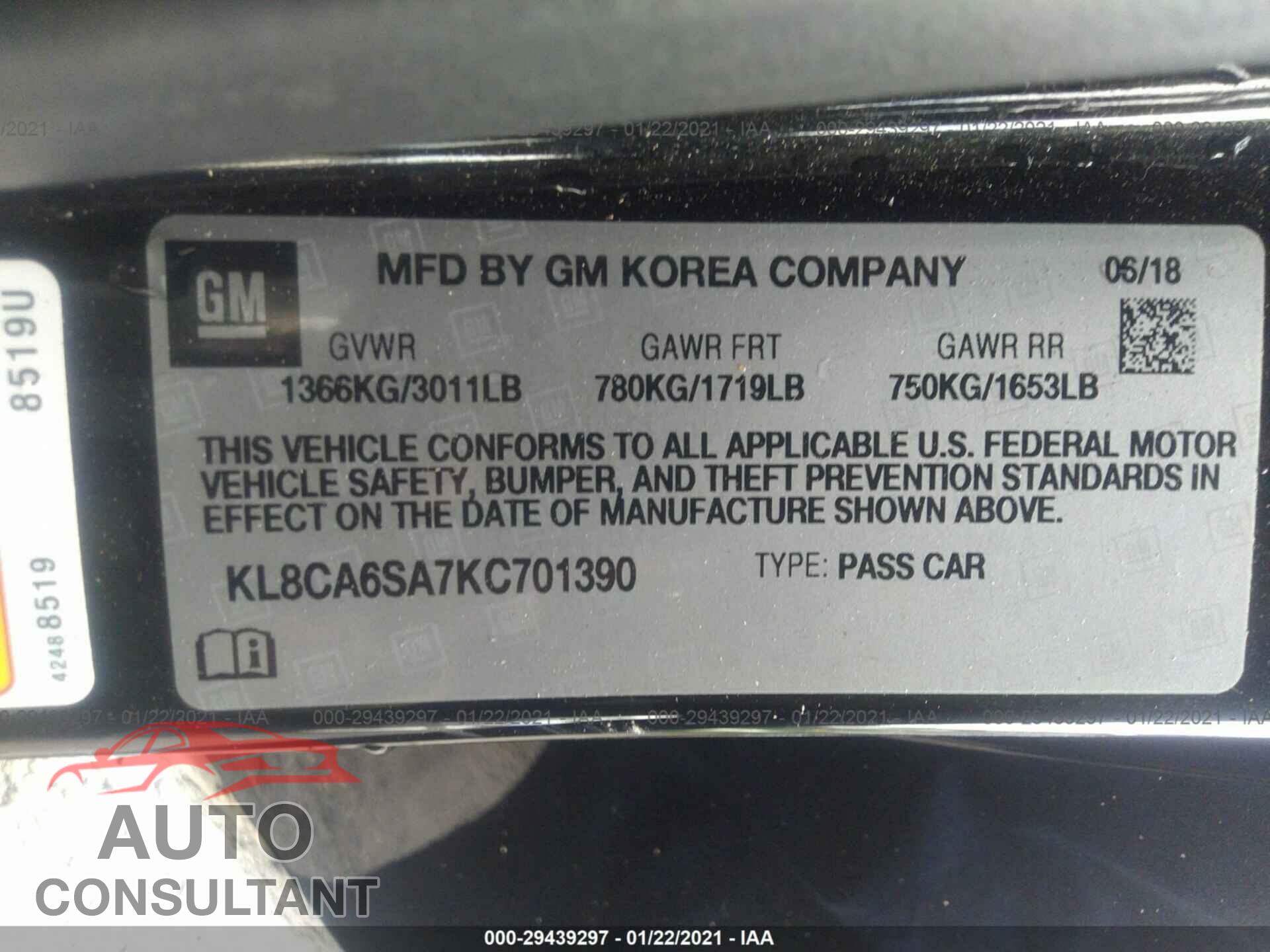 CHEVROLET SPARK 2019 - KL8CA6SA7KC701390