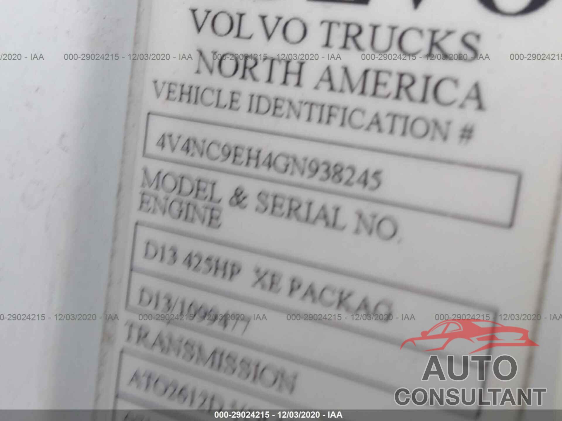 VOLVO VN 2016 - 4V4NC9EH4GN938245