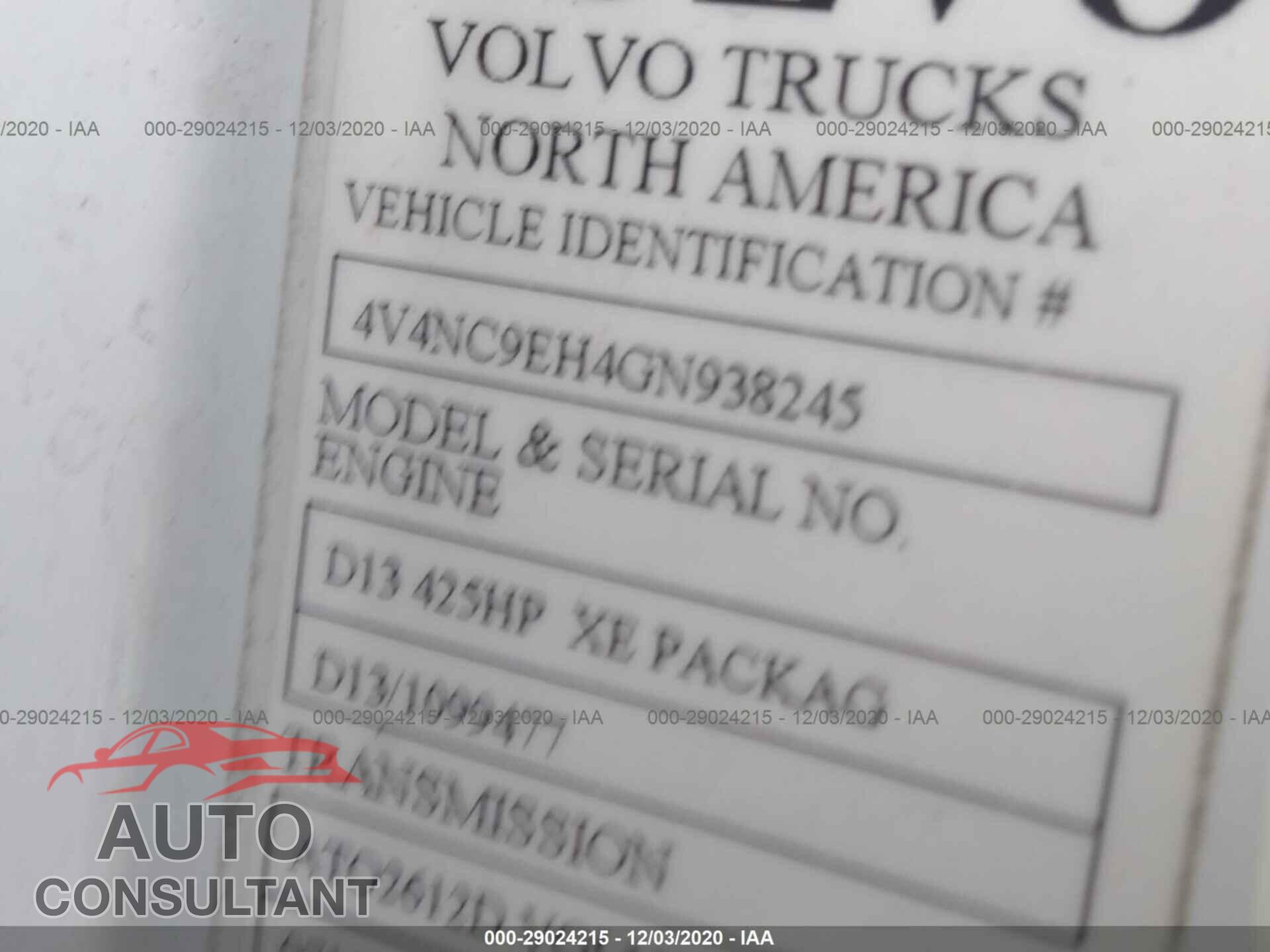 VOLVO VN 2016 - 4V4NC9EH4GN938245