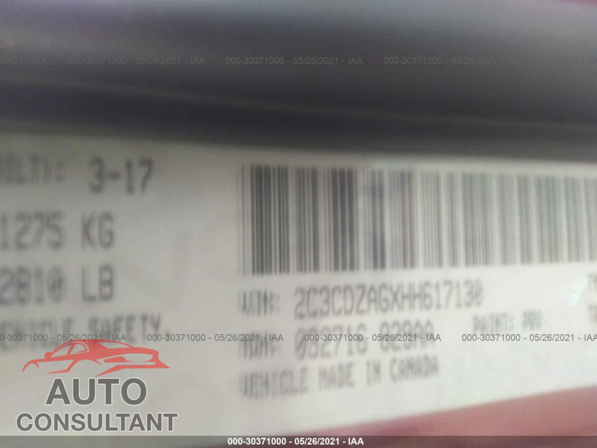 DODGE CHALLENGER 2017 - 2C3CDZAGXHH617130