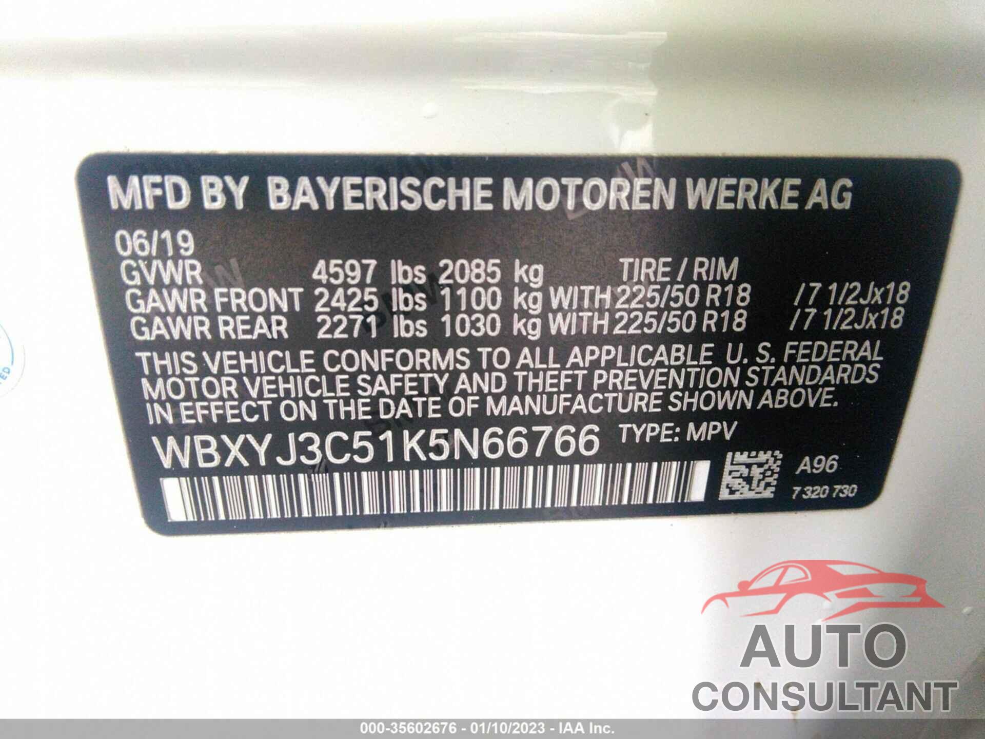 BMW X2 2019 - WBXYJ3C51K5N66766