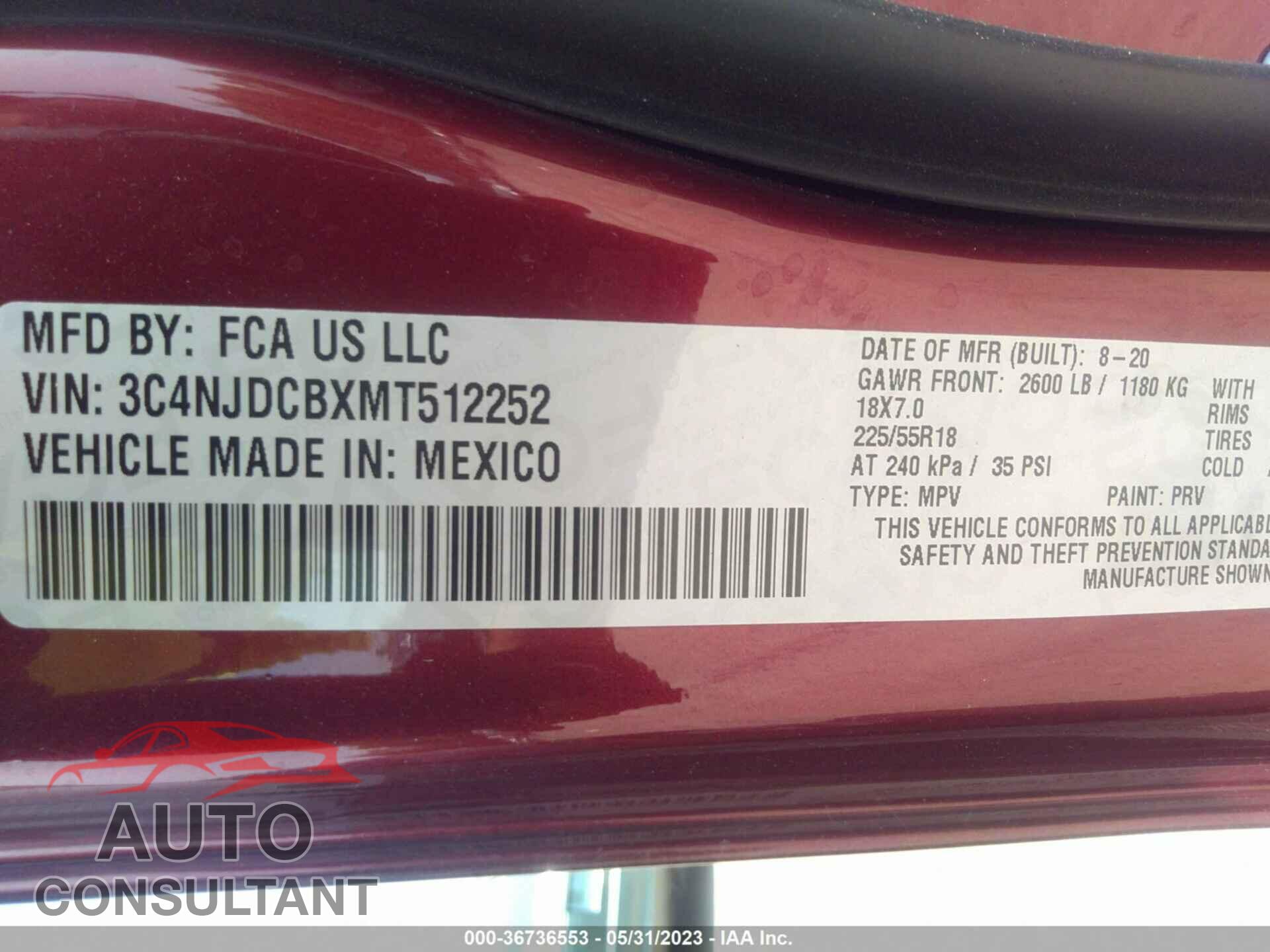 JEEP COMPASS 2021 - 3C4NJDCBXMT512252