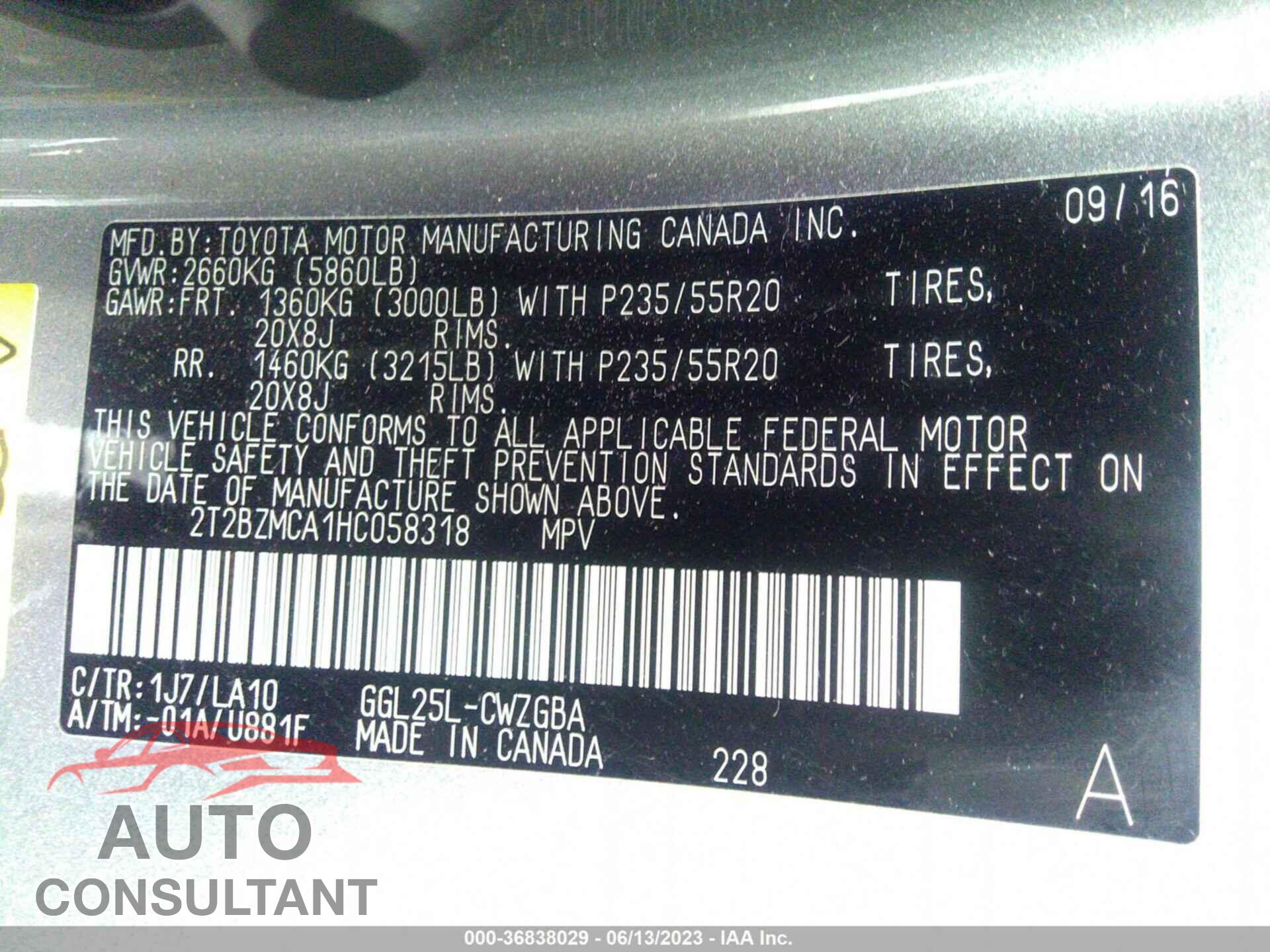LEXUS RX 2017 - 2T2BZMCA1HC058318