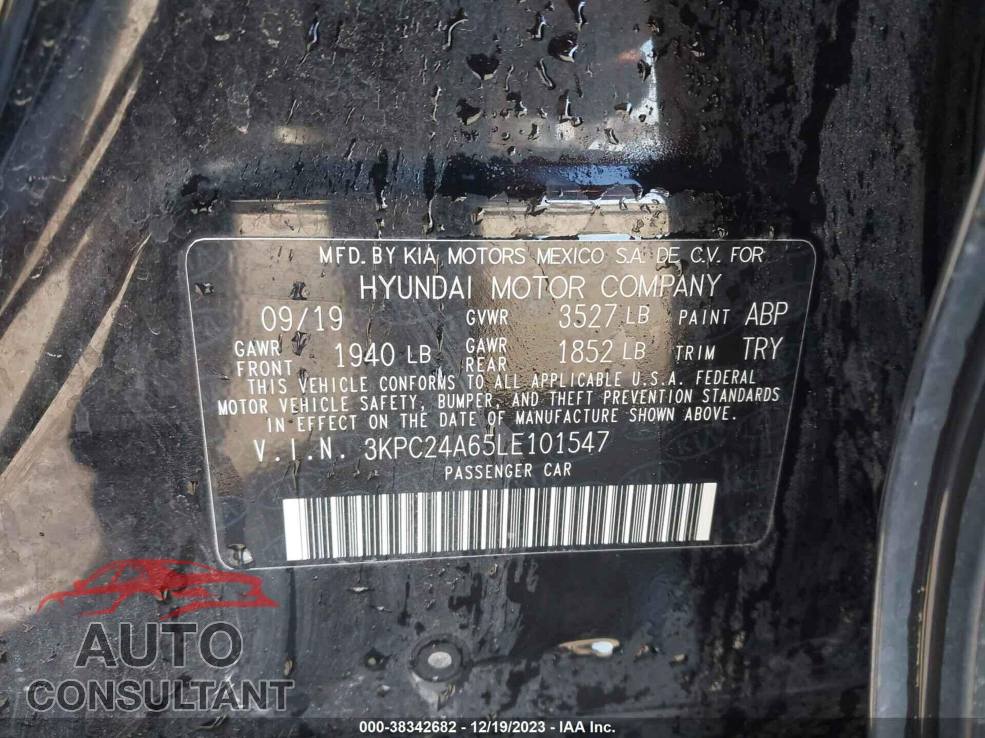 HYUNDAI ACCENT 2020 - 3KPC24A65LE101547