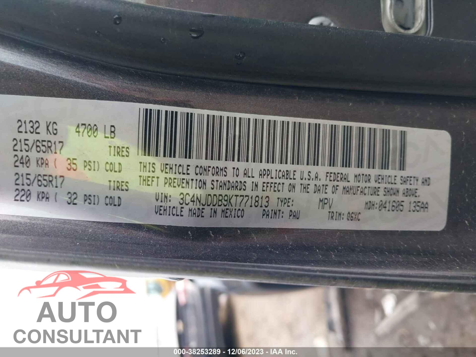 JEEP COMPASS 2019 - 3C4NJDDB9KT771813