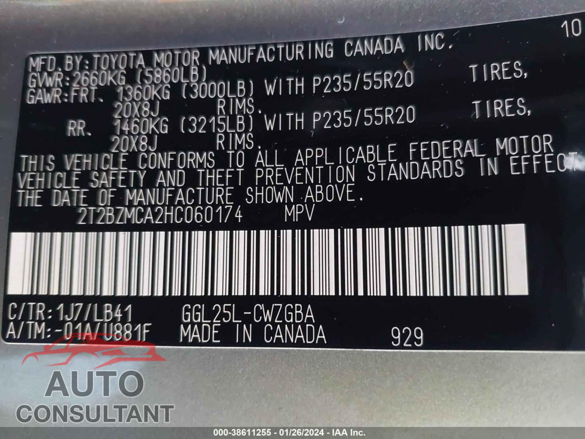 LEXUS RX 2017 - 2T2BZMCA2HC060174