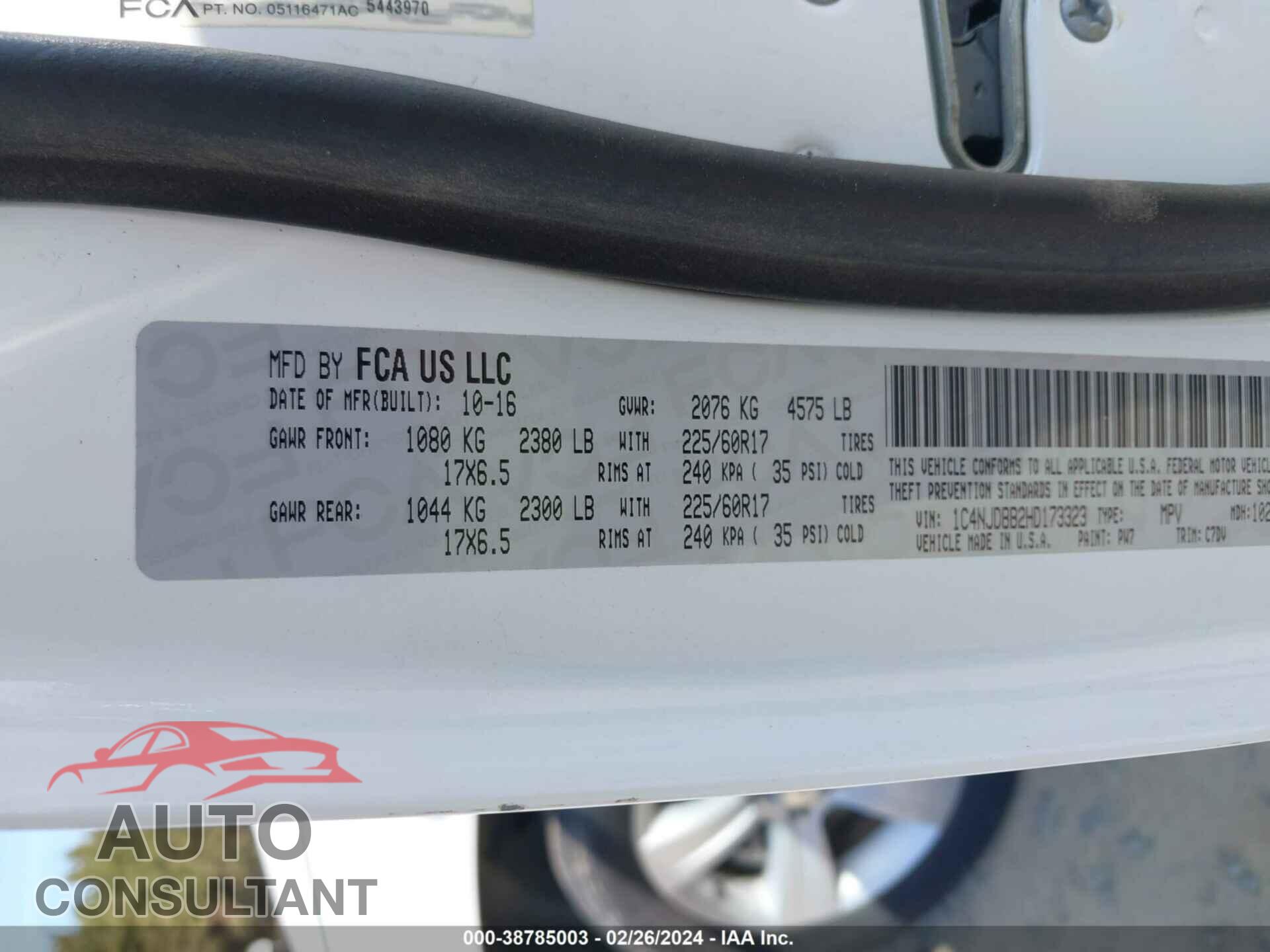 JEEP COMPASS 2017 - 1C4NJDBB2HD173323
