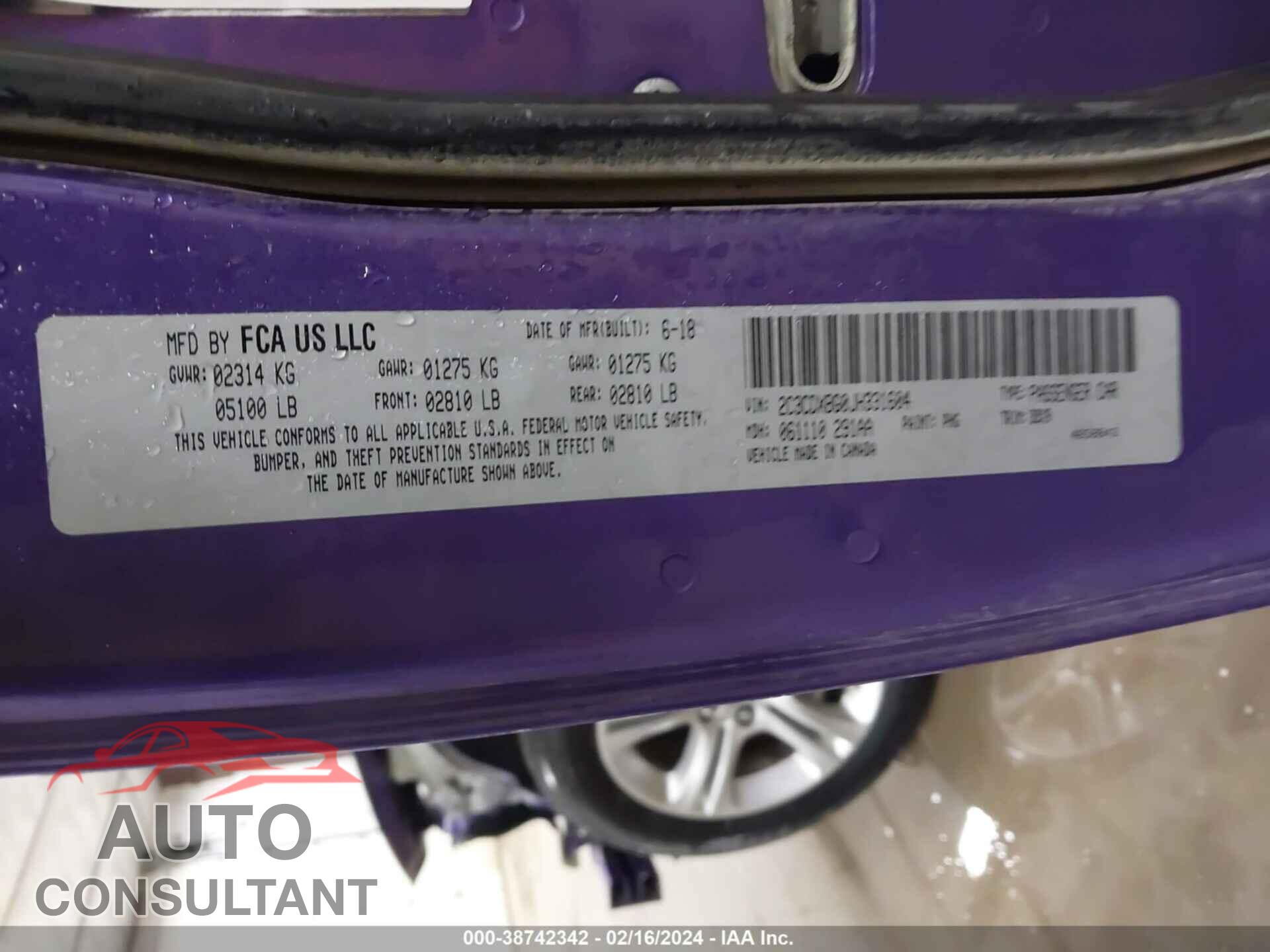 DODGE CHARGER 2018 - 2C3CDXBG0JH331604