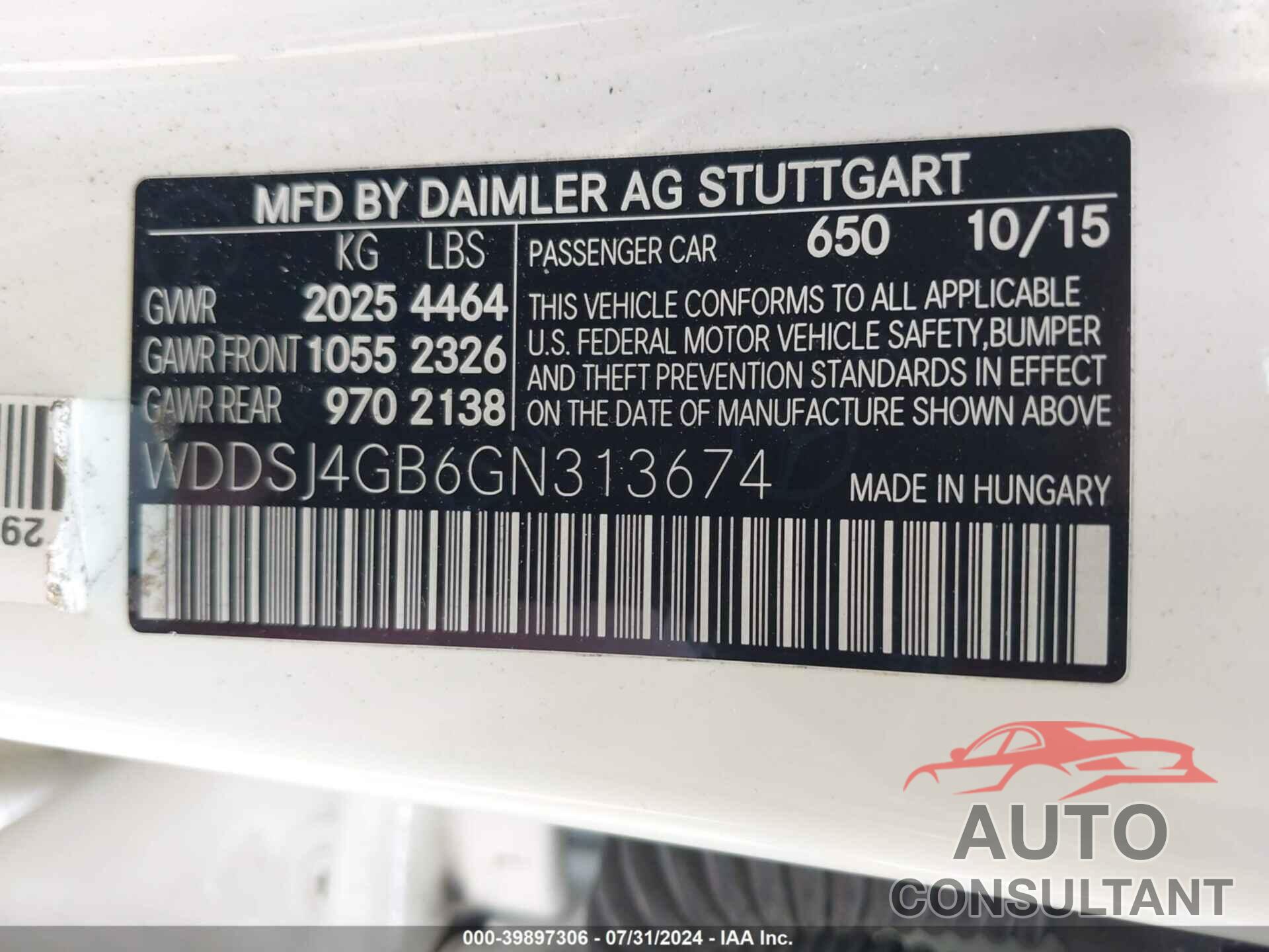 MERCEDES-BENZ CLA 250 2016 - WDDSJ4GB6GN313674