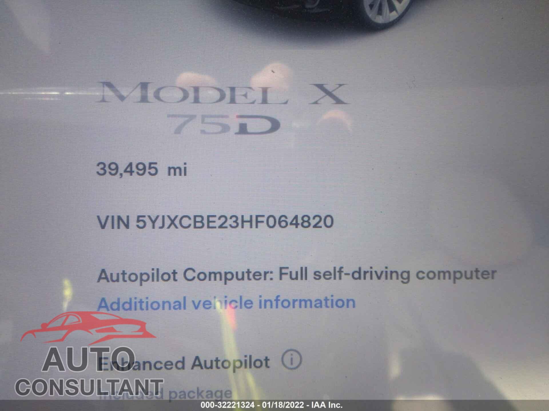 TESLA MODEL X 2017 - 5YJXCBE23HF064820