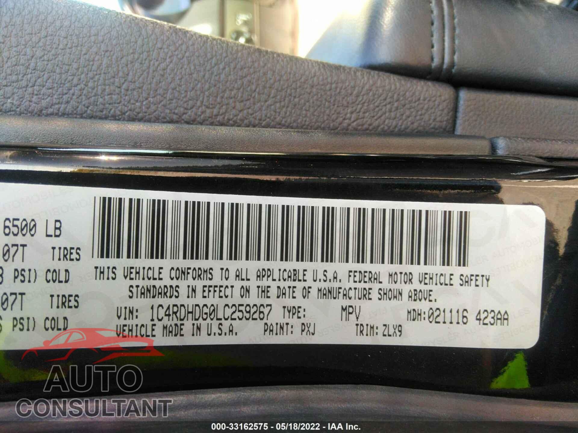 DODGE DURANGO 2020 - 1C4RDHDG0LC259267