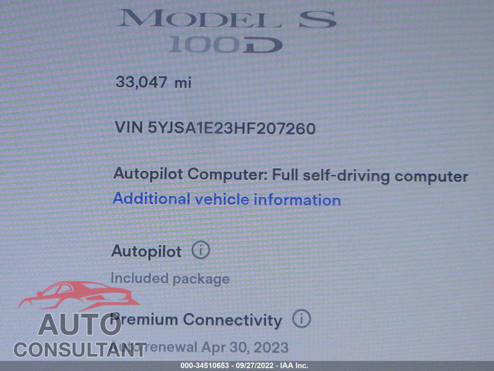 TESLA MODEL S 2017 - 5YJSA1E23HF207260