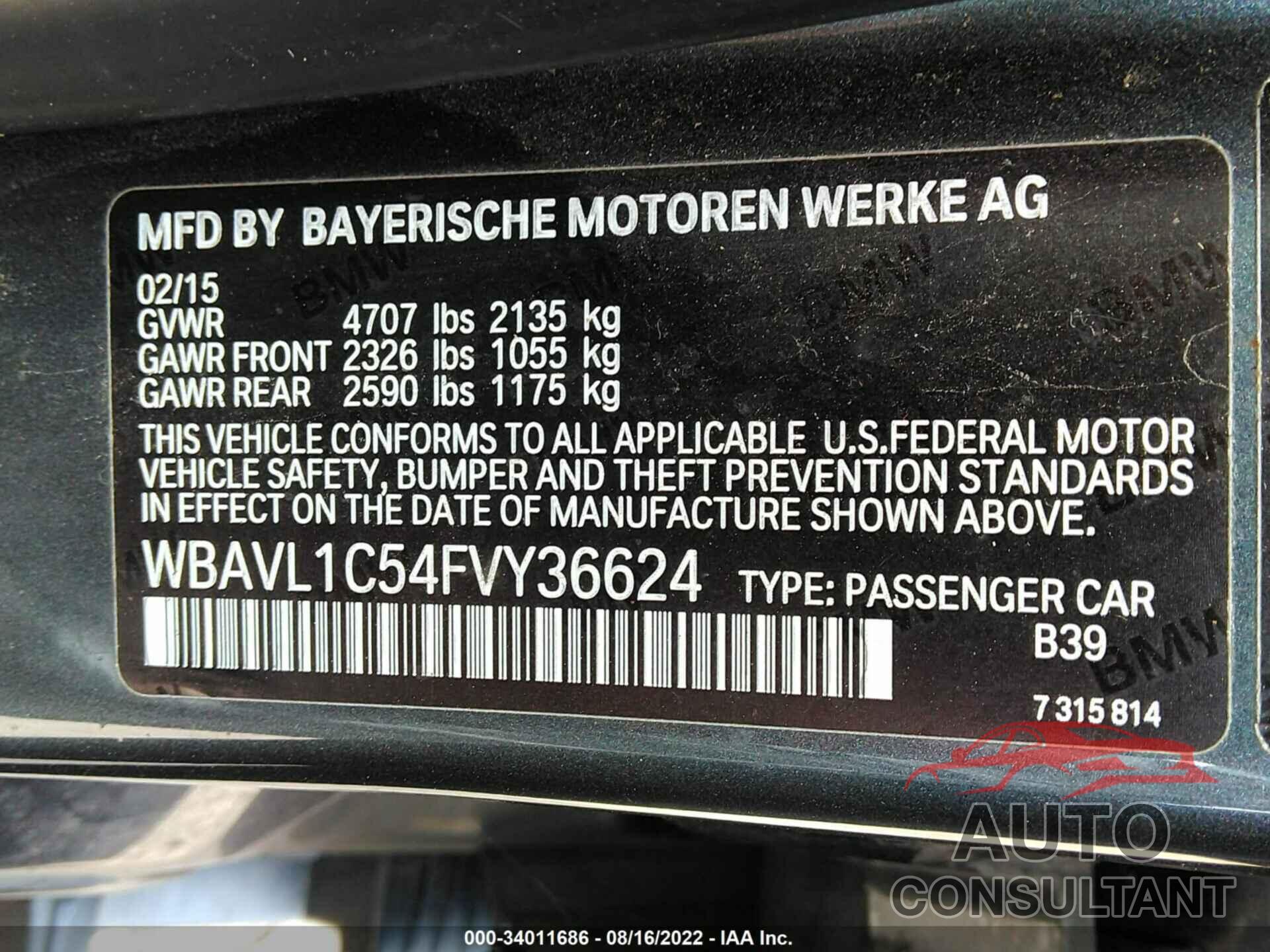 BMW X1 2015 - WBAVL1C54FVY36624