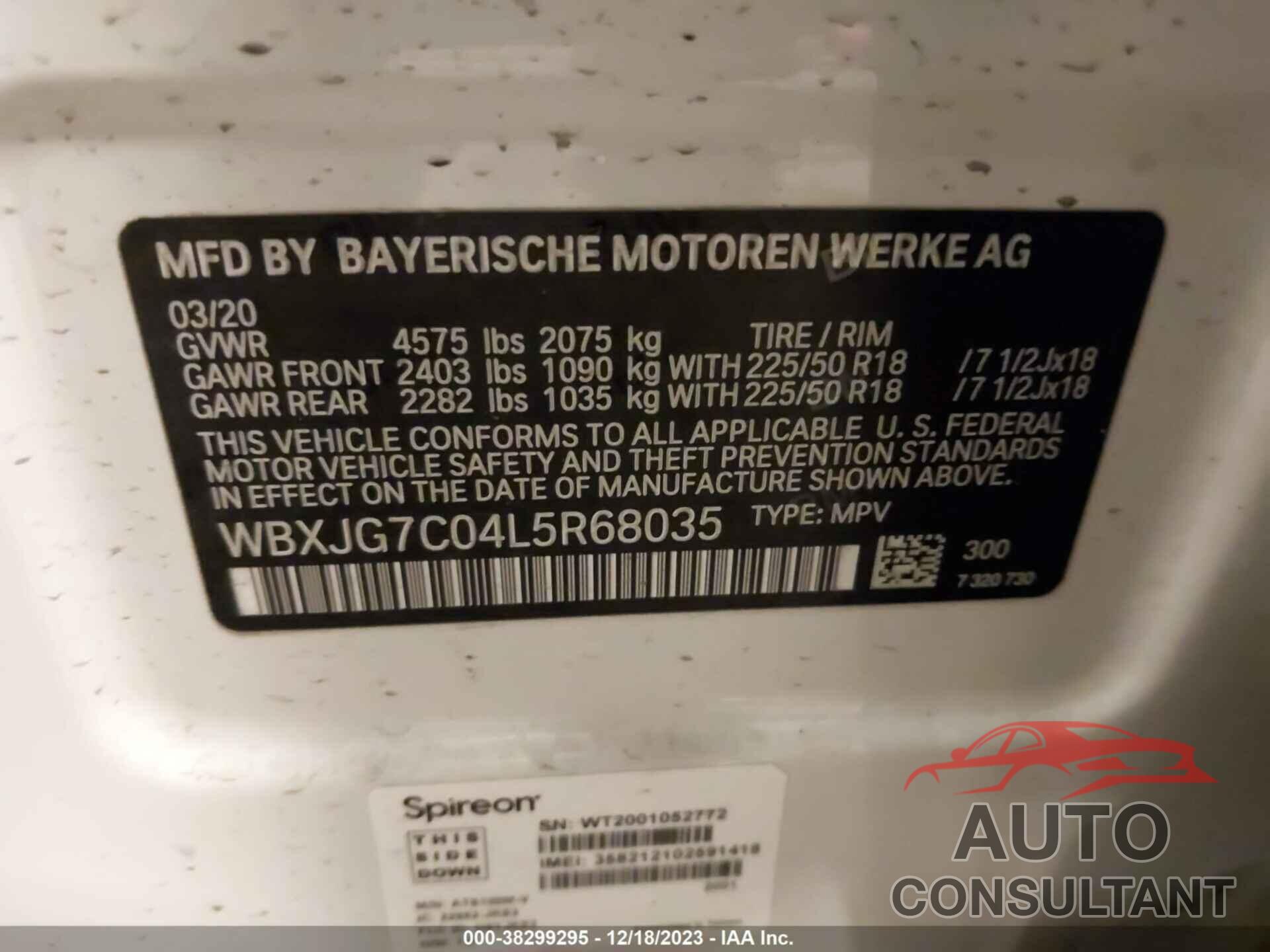 BMW X1 2020 - WBXJG7C04L5R68035