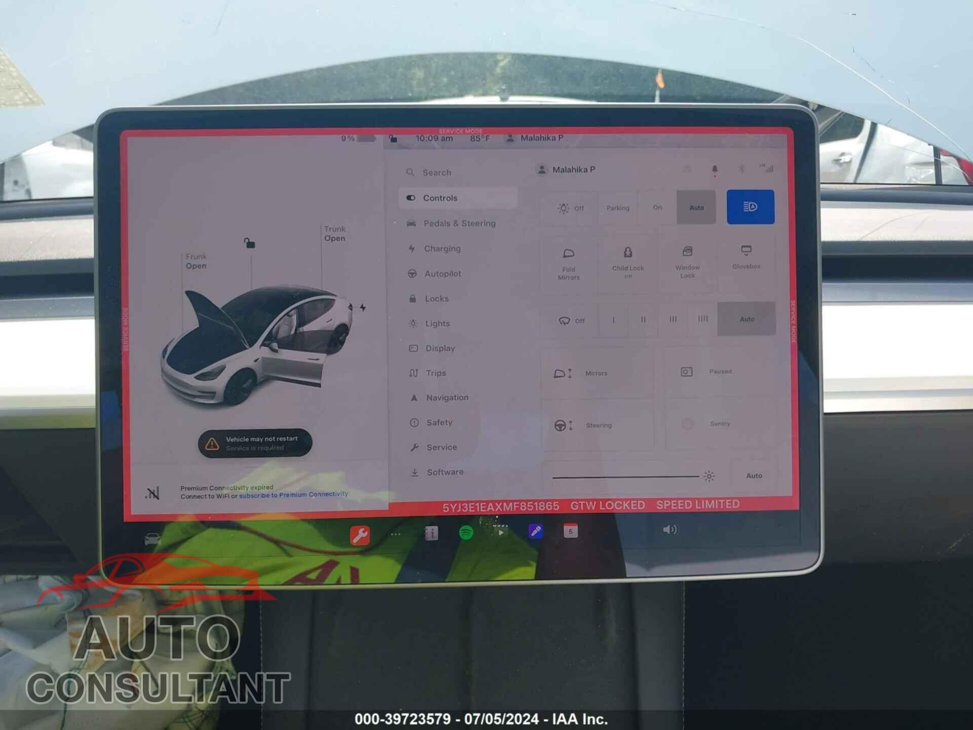 TESLA MODEL 3 2021 - 5YJ3E1EAXMF851865