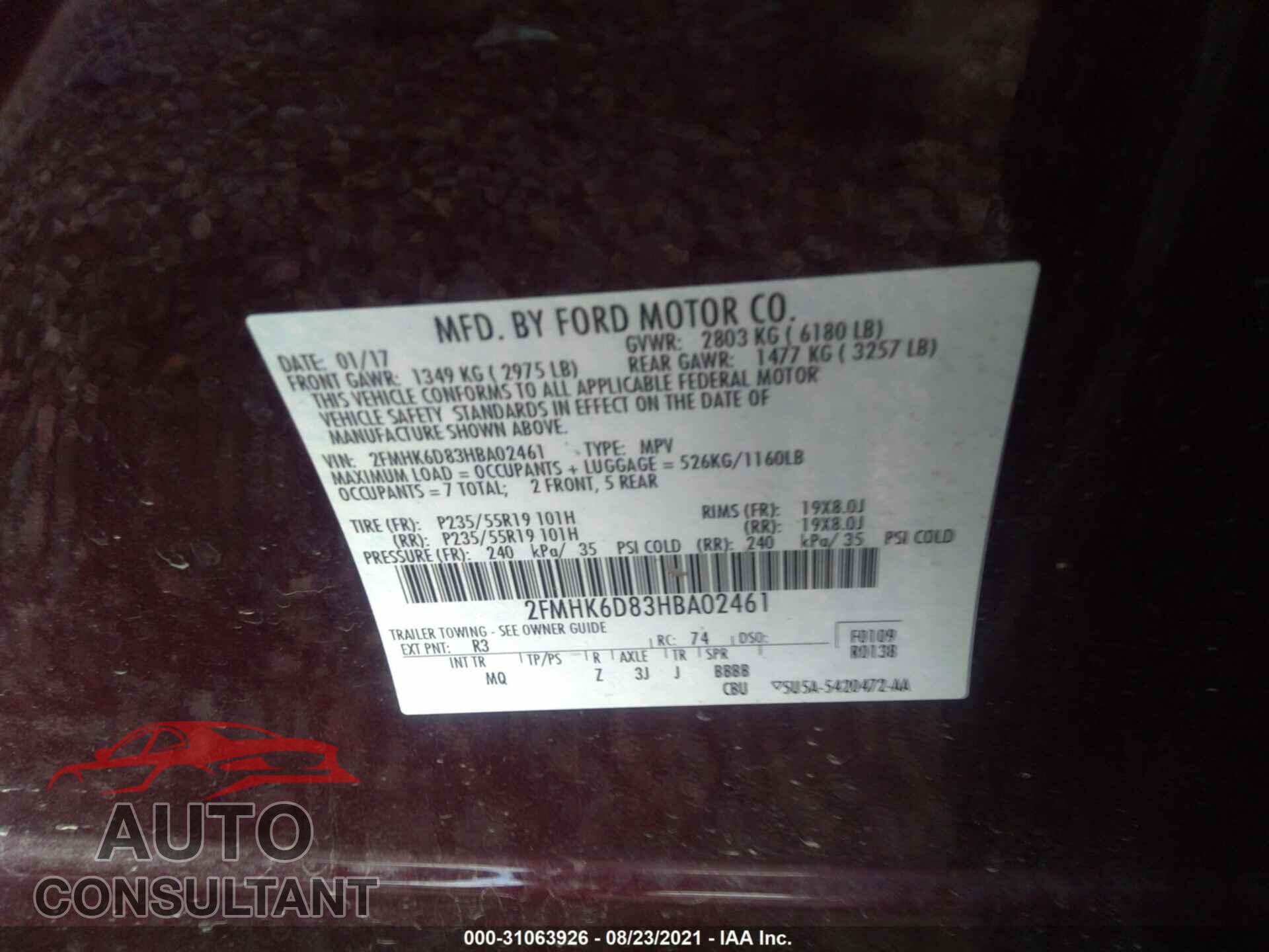 FORD FLEX 2017 - 2FMHK6D83HBA02461