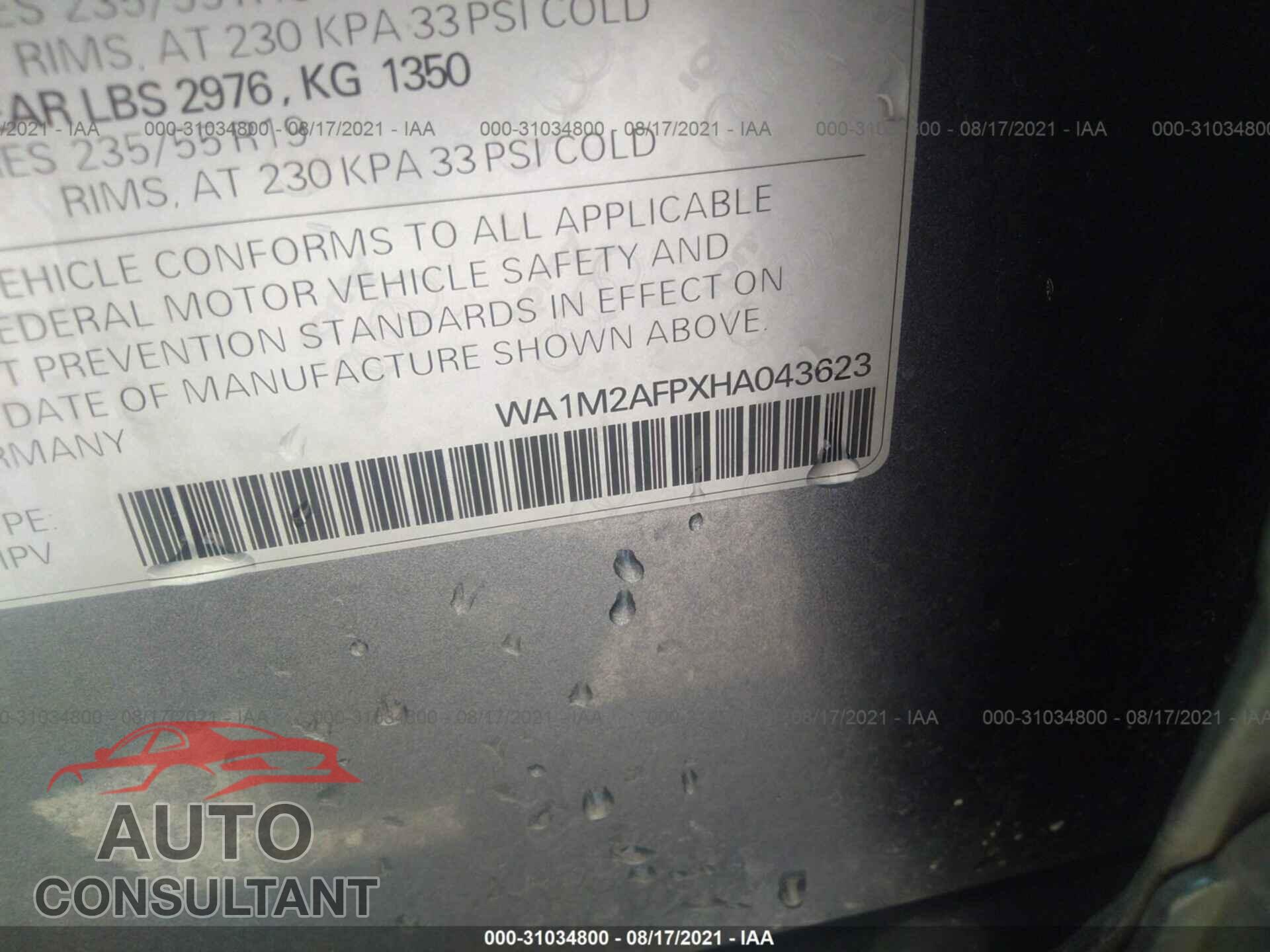 AUDI Q5 2017 - WA1M2AFPXHA043623