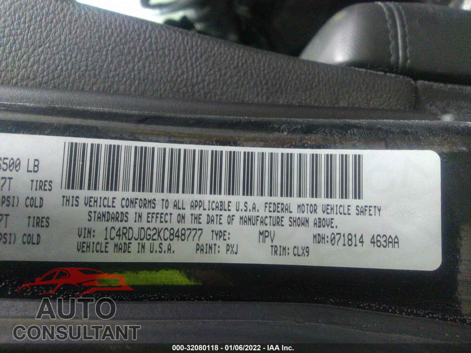 DODGE DURANGO 2019 - 1C4RDJDG2KC848777