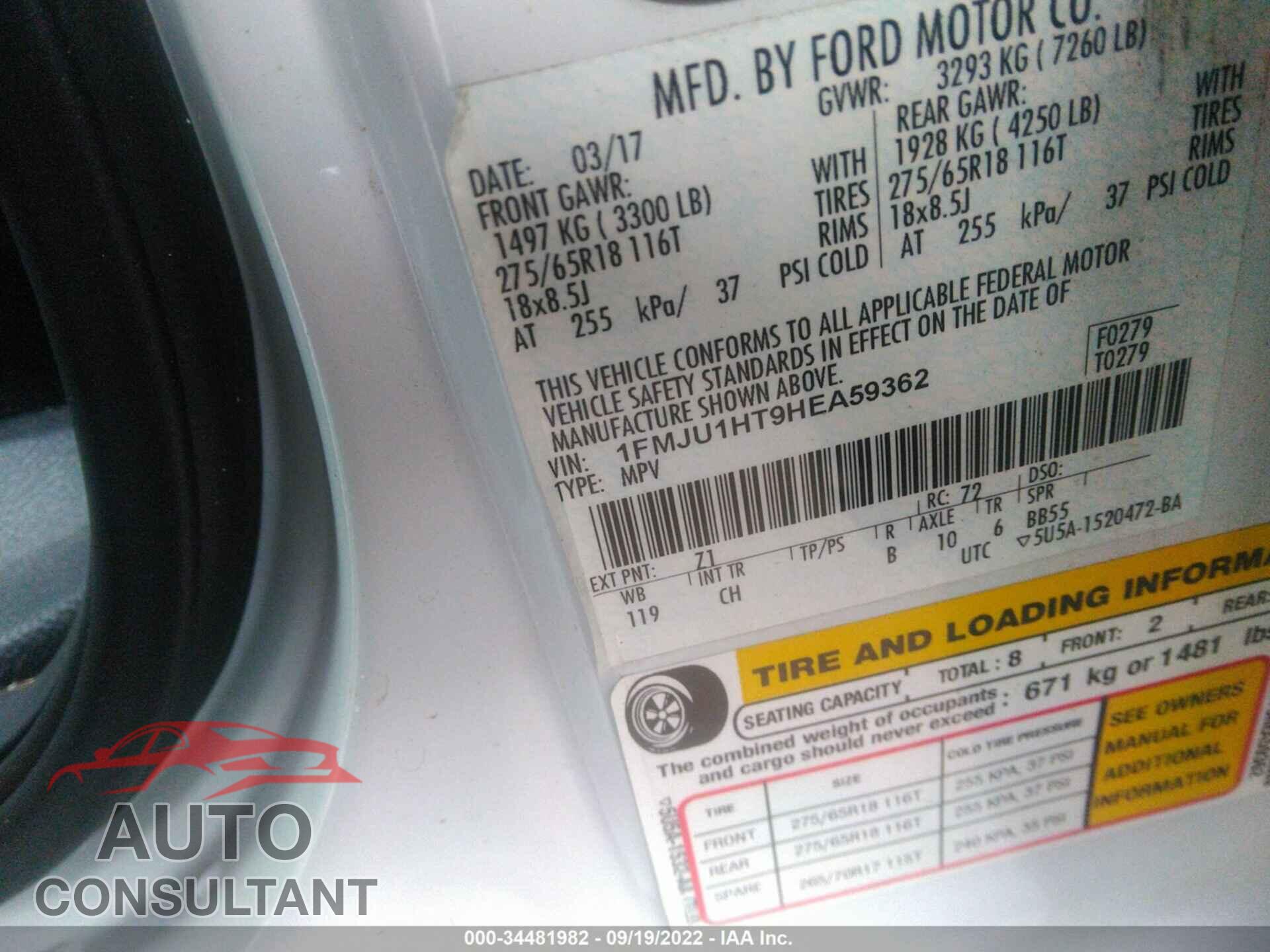 FORD EXPEDITION 2017 - 1FMJU1HT9HEA59362