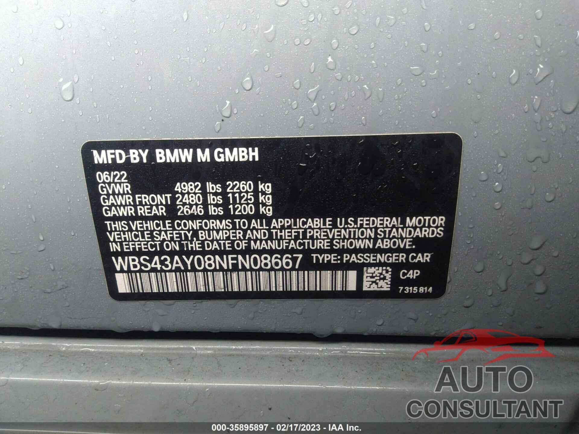 BMW M3 2022 - WBS43AY08NFN08667