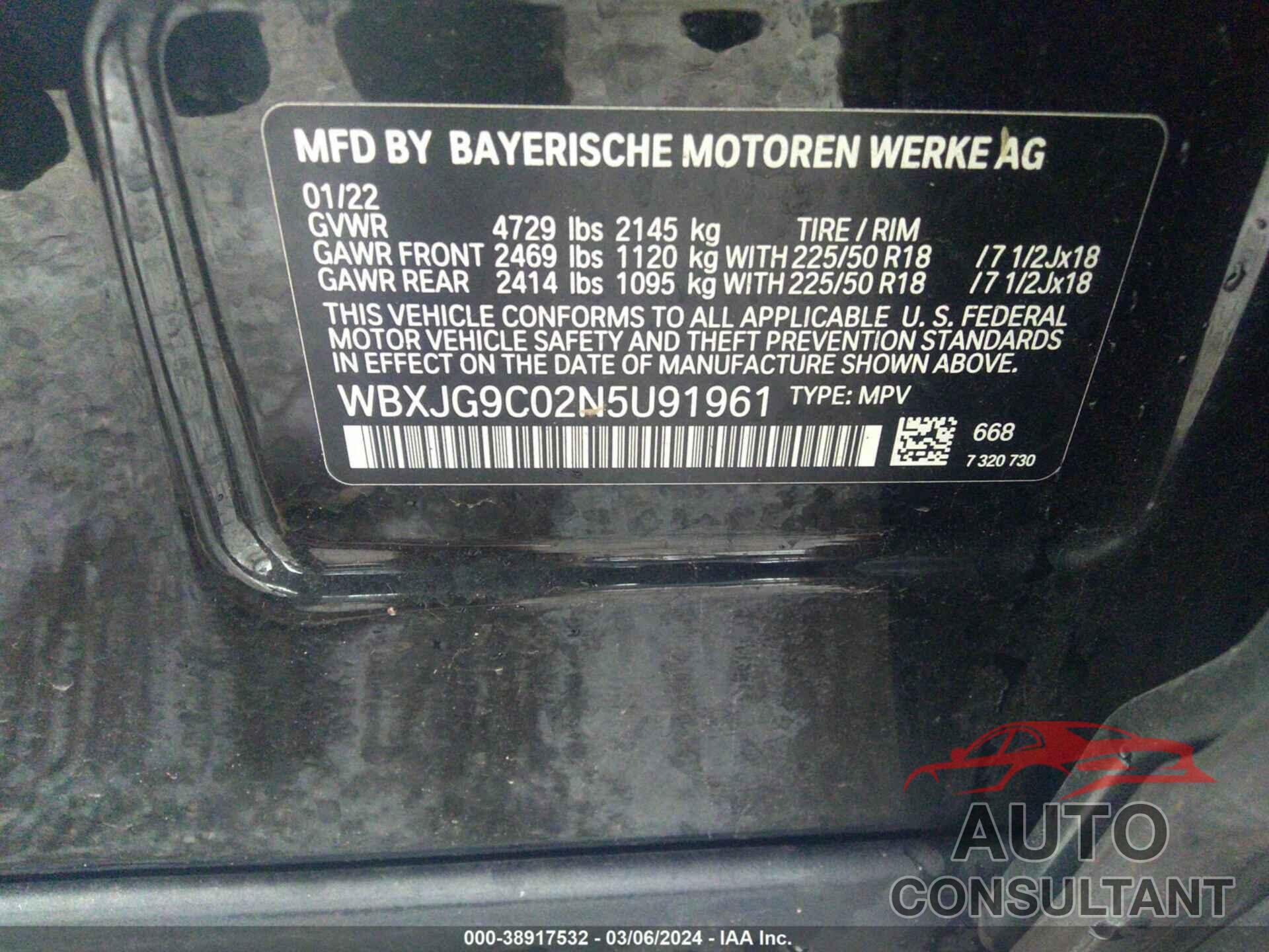 BMW X1 2022 - WBXJG9C02N5U91961