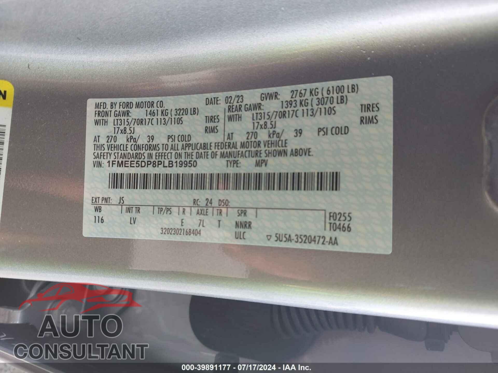 FORD BRONCO 2023 - 1FMEE5DP8PLB19950