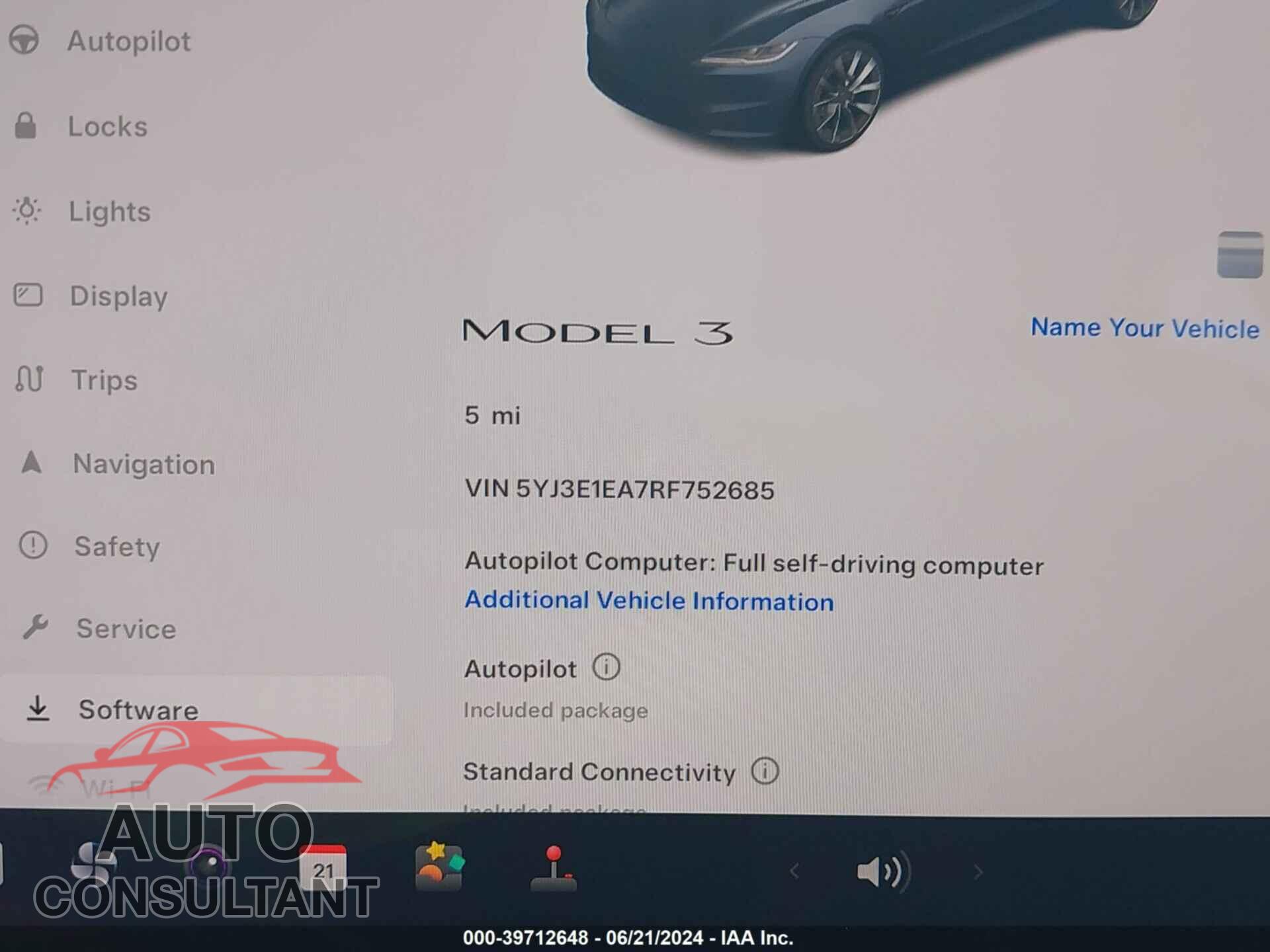 TESLA MODEL 3 2024 - 5YJ3E1EA7RF752685