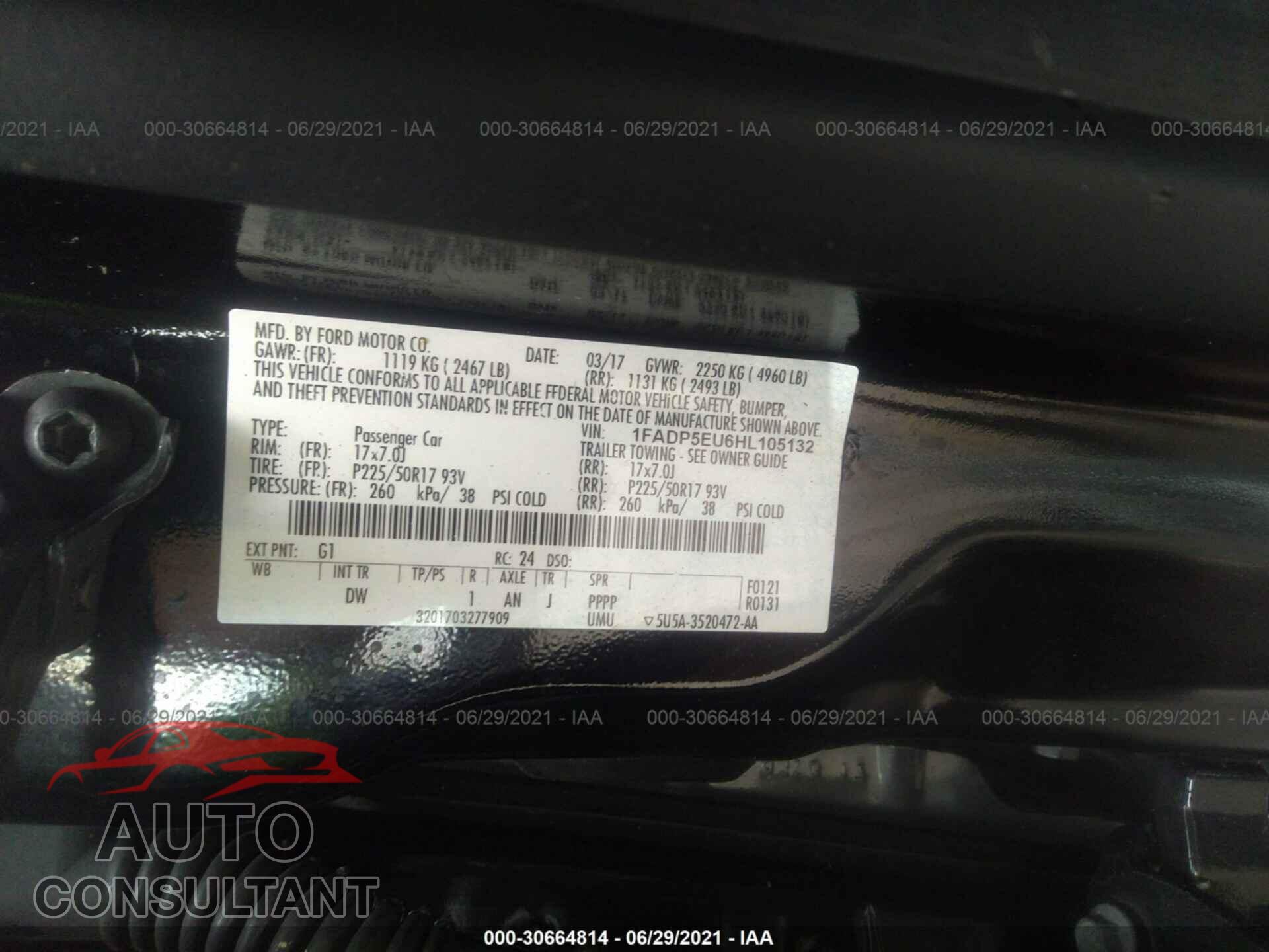 FORD C-MAX ENERGI 2017 - 1FADP5EU6HL105132