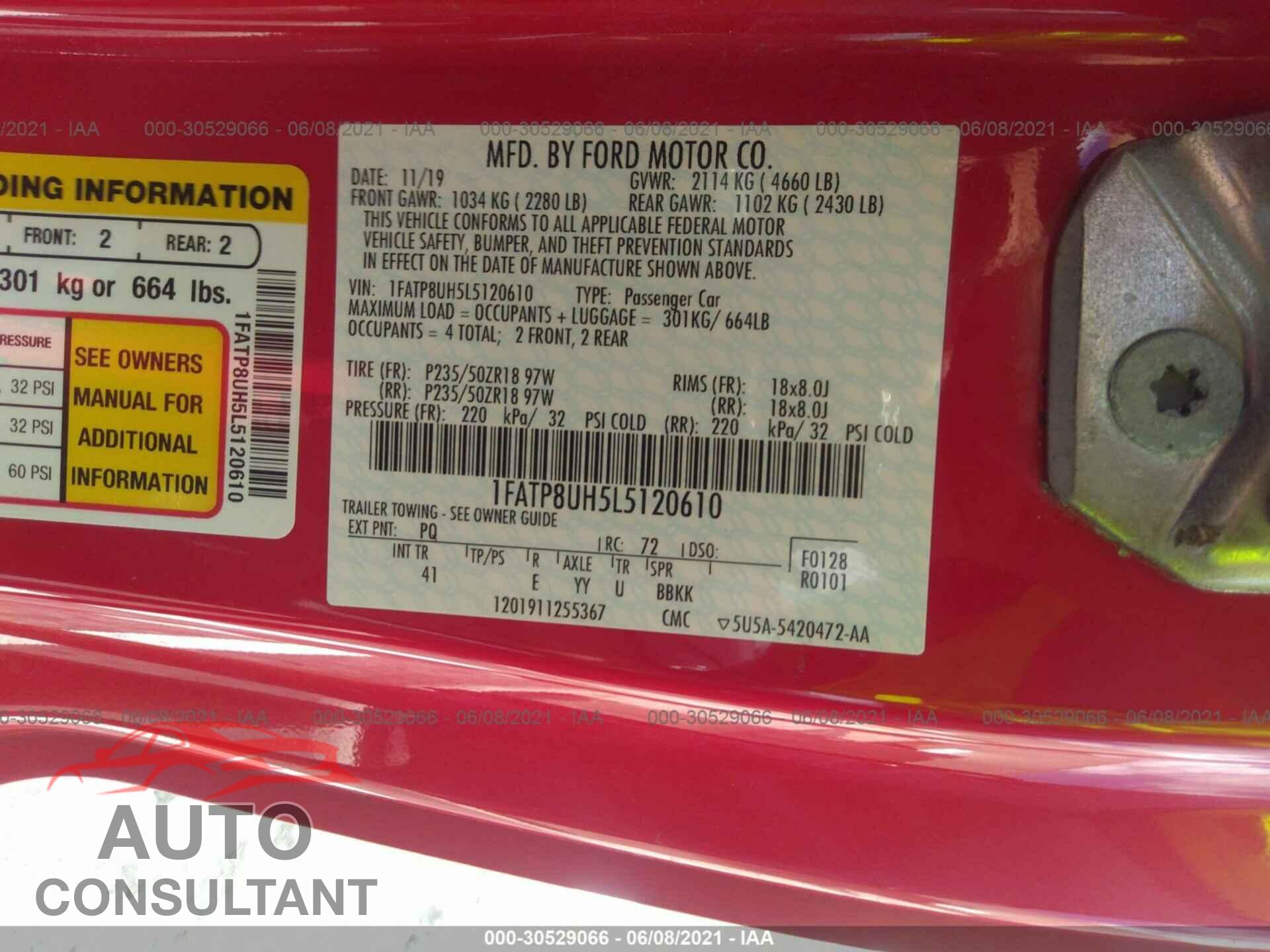 FORD MUSTANG 2020 - 1FATP8UH5L5120610