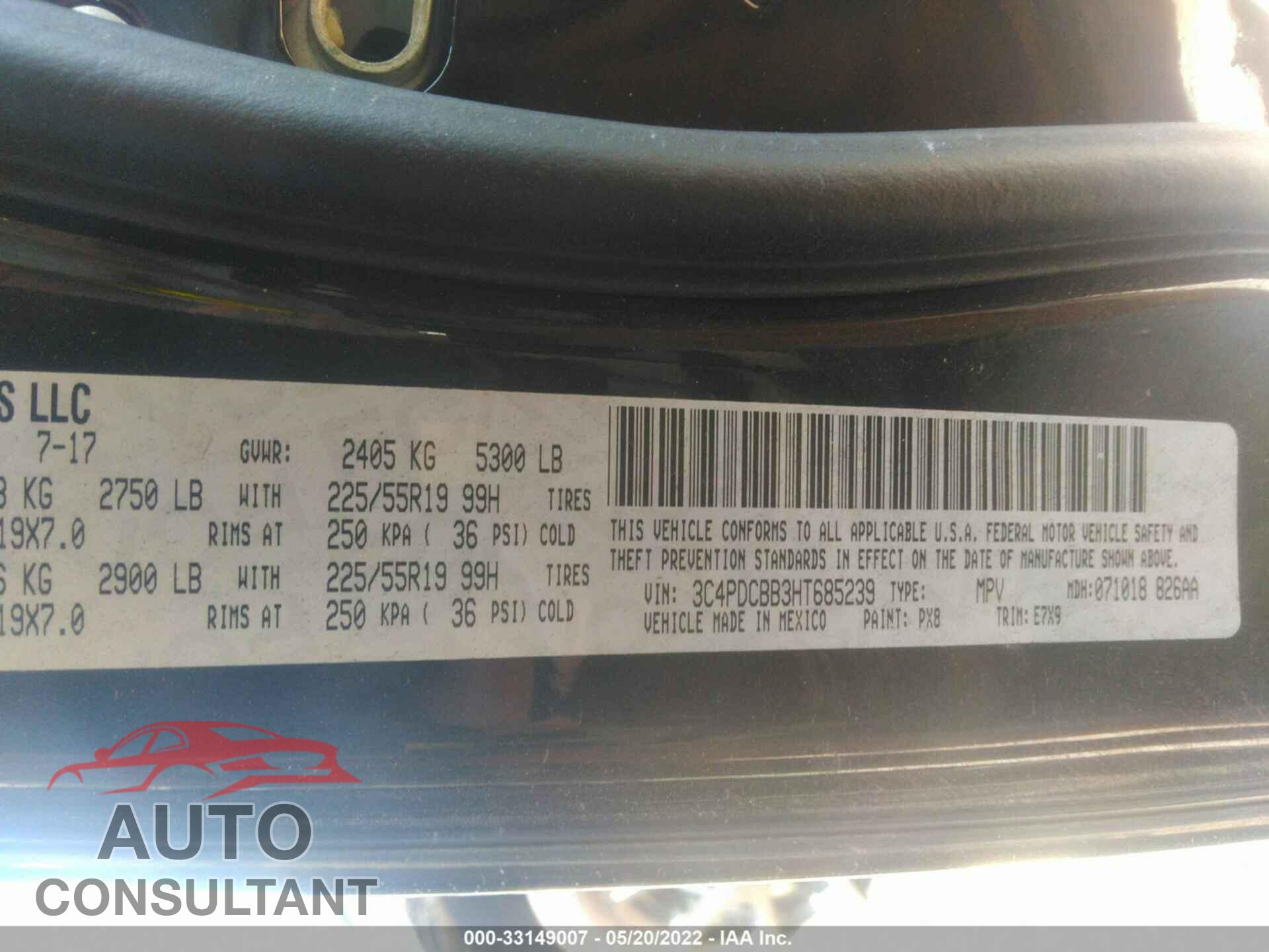 DODGE JOURNEY 2017 - 3C4PDCBB3HT685239