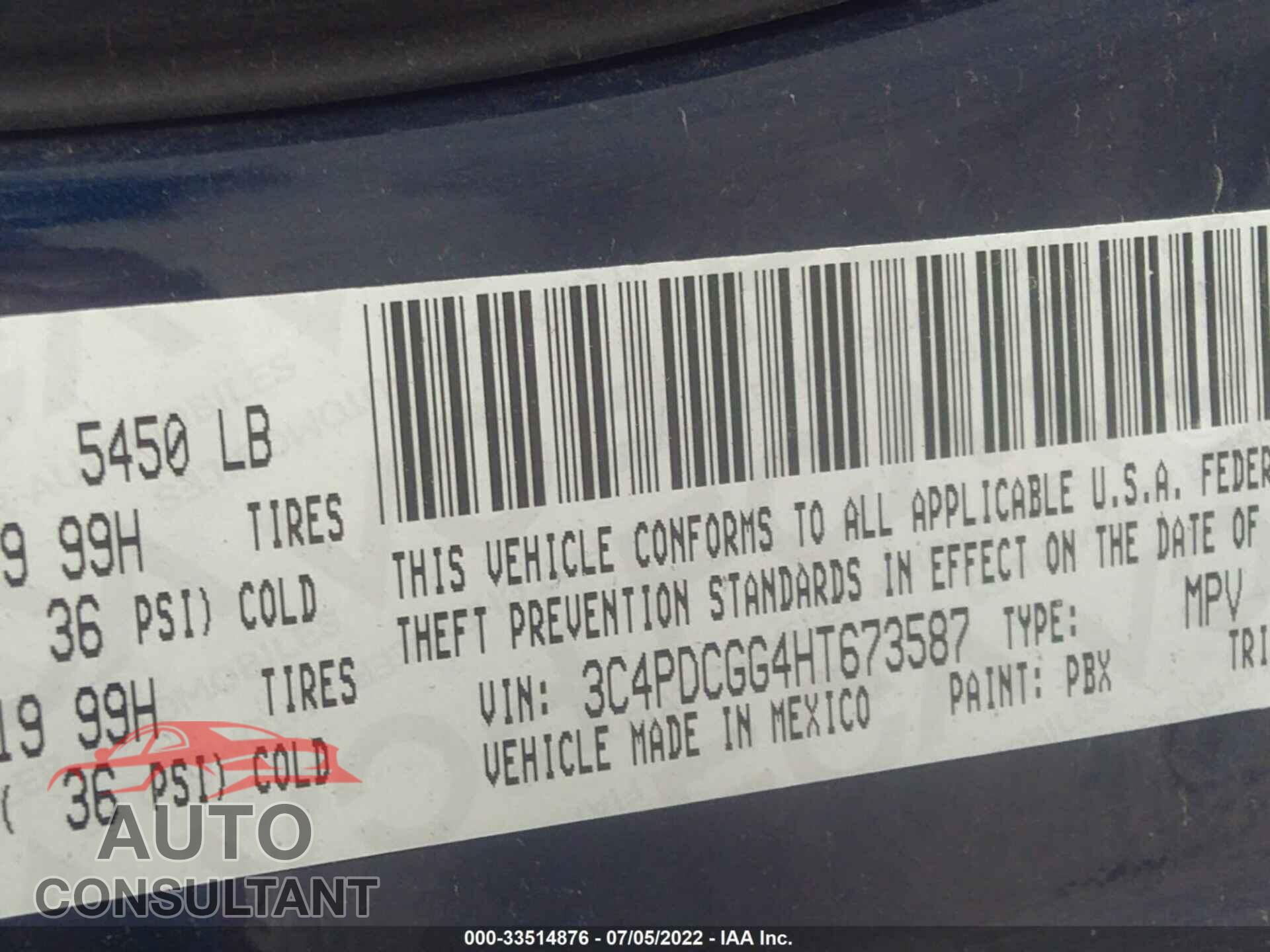 DODGE JOURNEY 2017 - 3C4PDCGG4HT673587