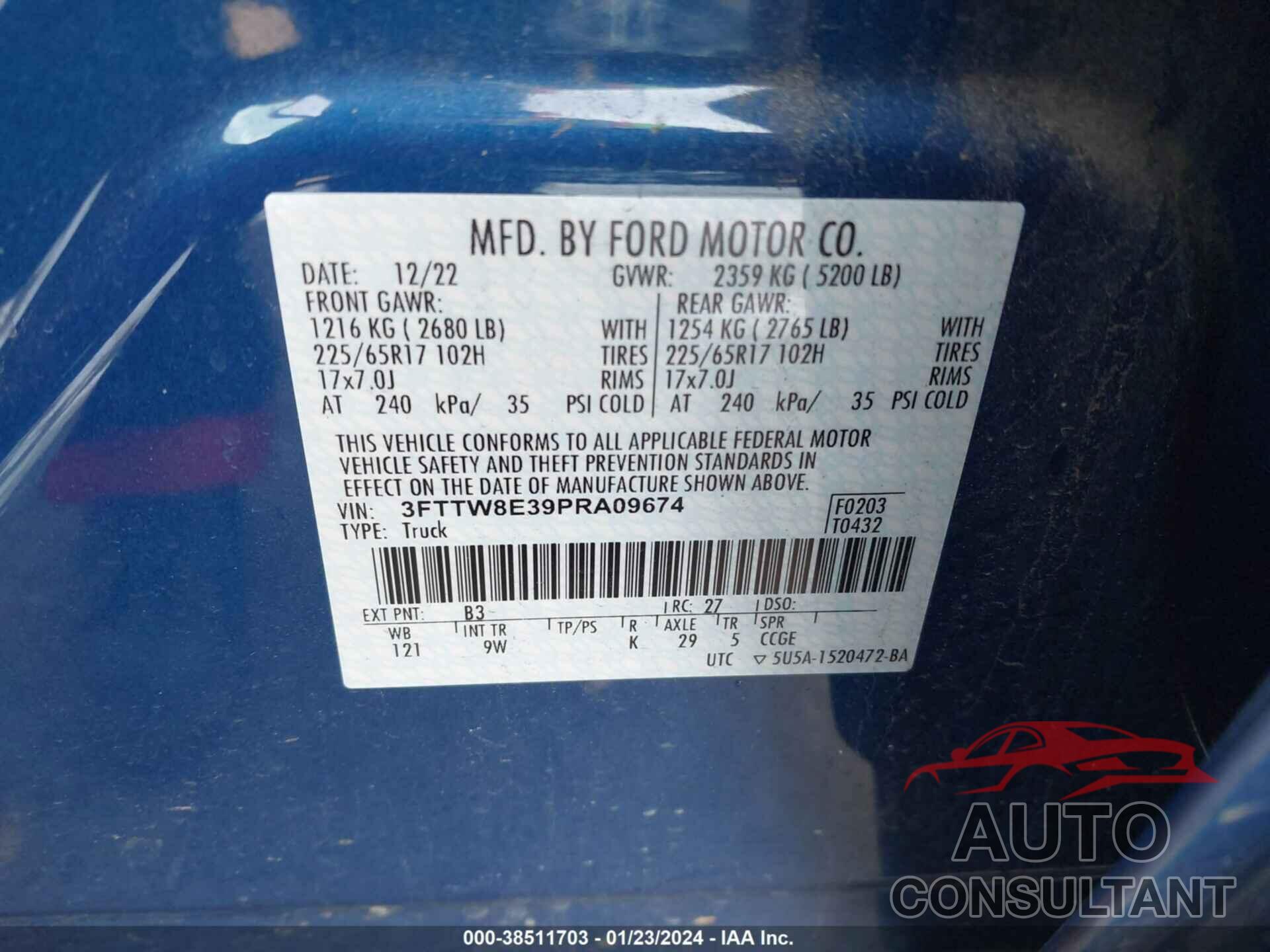 FORD MAVERICK 2023 - 3FTTW8E39PRA09674