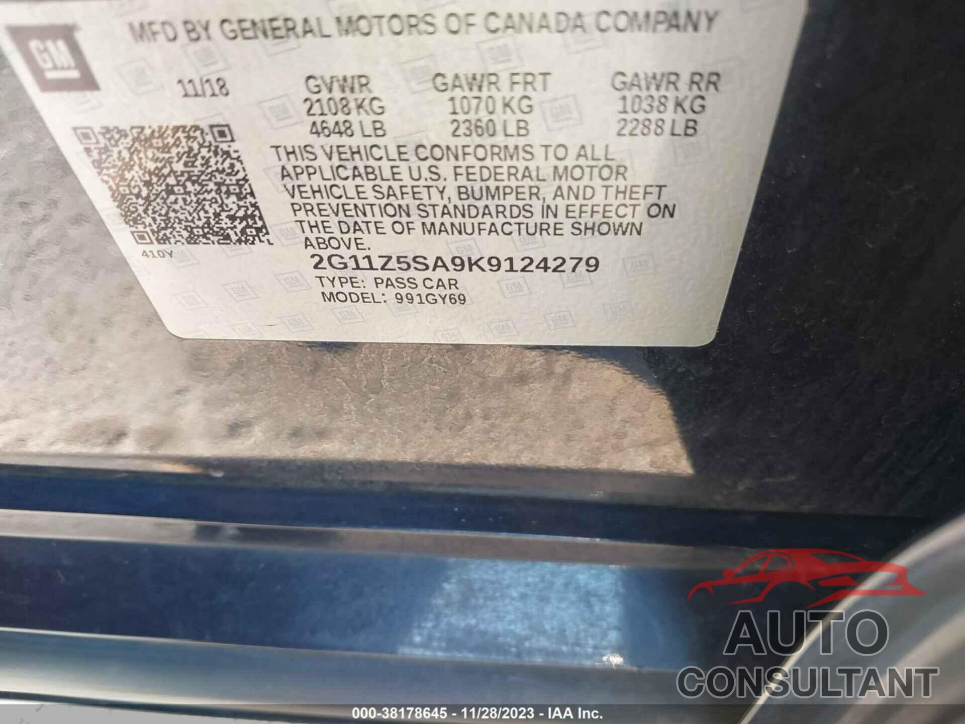 CHEVROLET IMPALA 2019 - 2G11Z5SA9K9124279