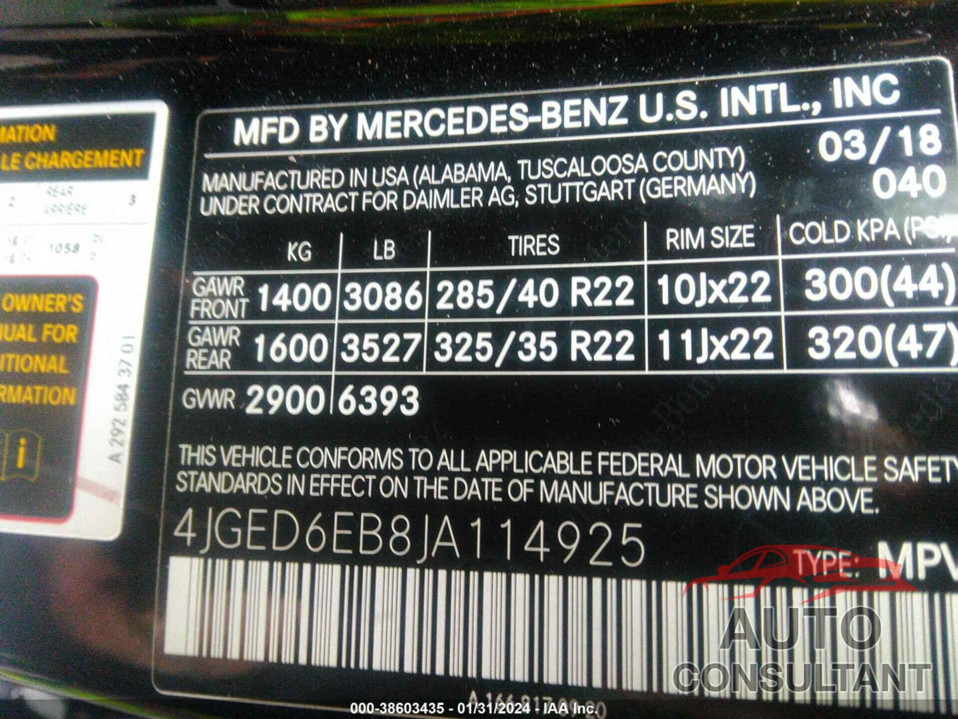 MERCEDES-BENZ AMG GLE 43 COUPE 2018 - 4JGED6EB8JA114925