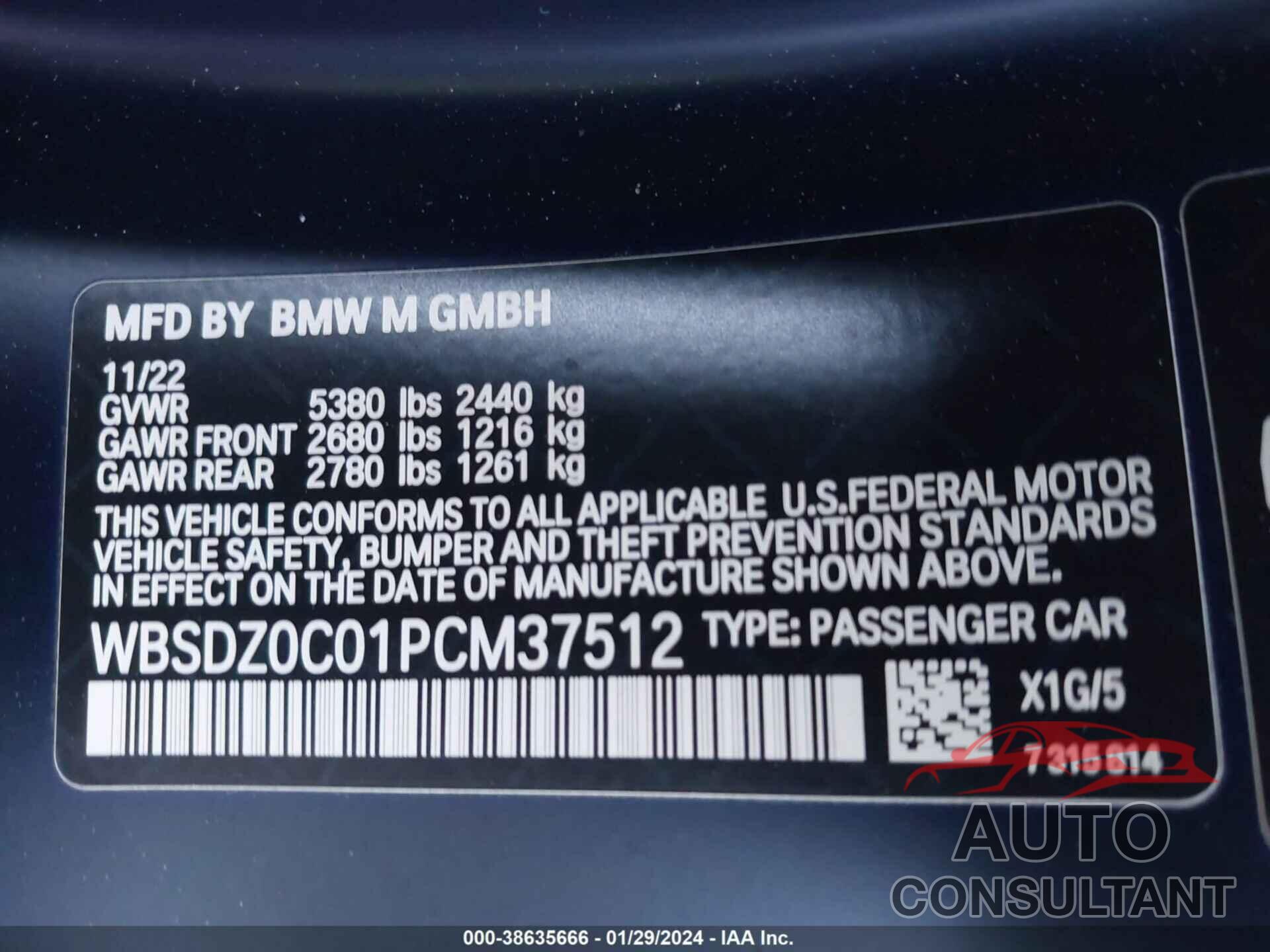 BMW M8 2023 - WBSDZ0C01PCM37512