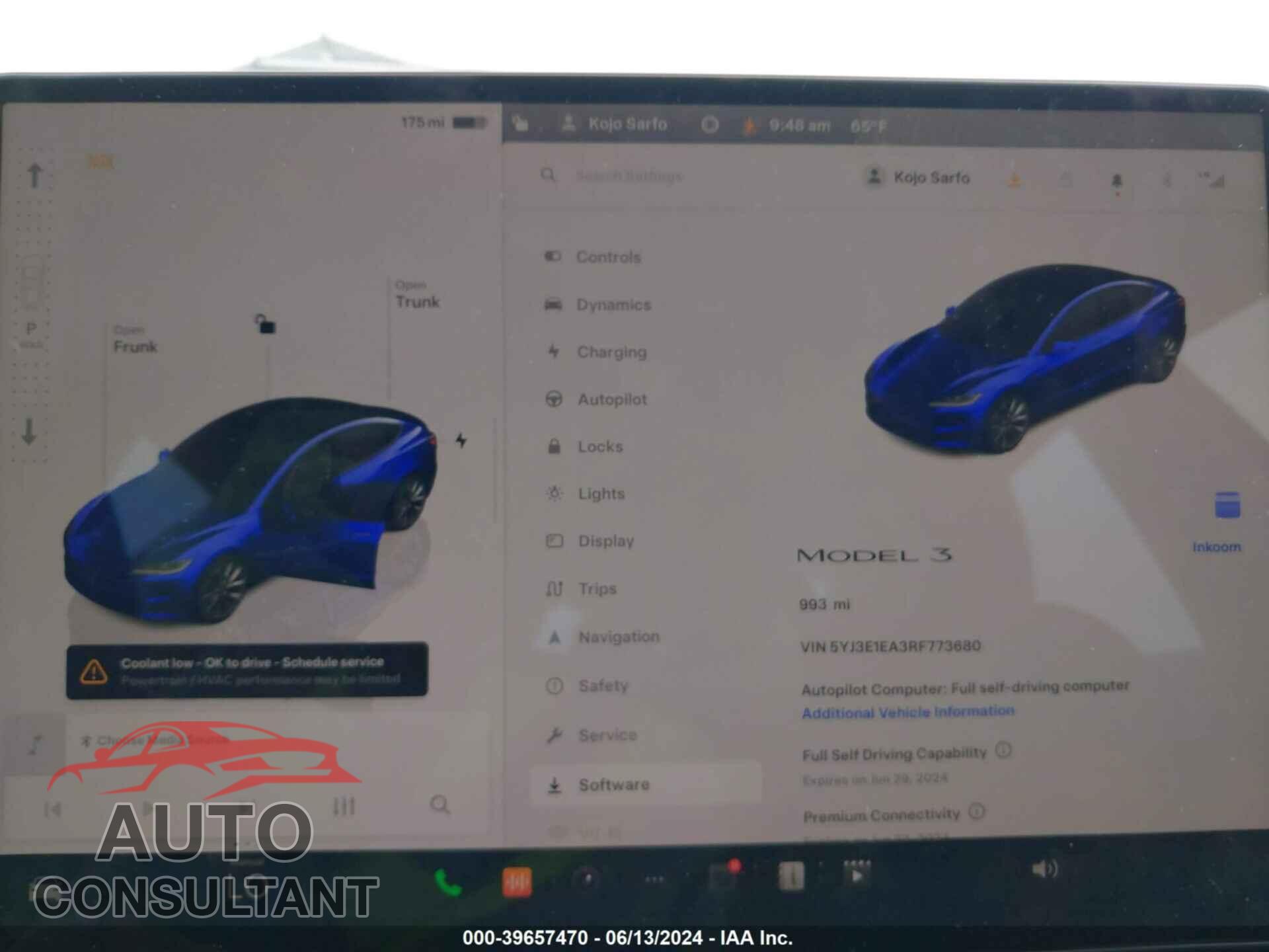 TESLA MODEL 3 2024 - 5YJ3E1EA3RF773680
