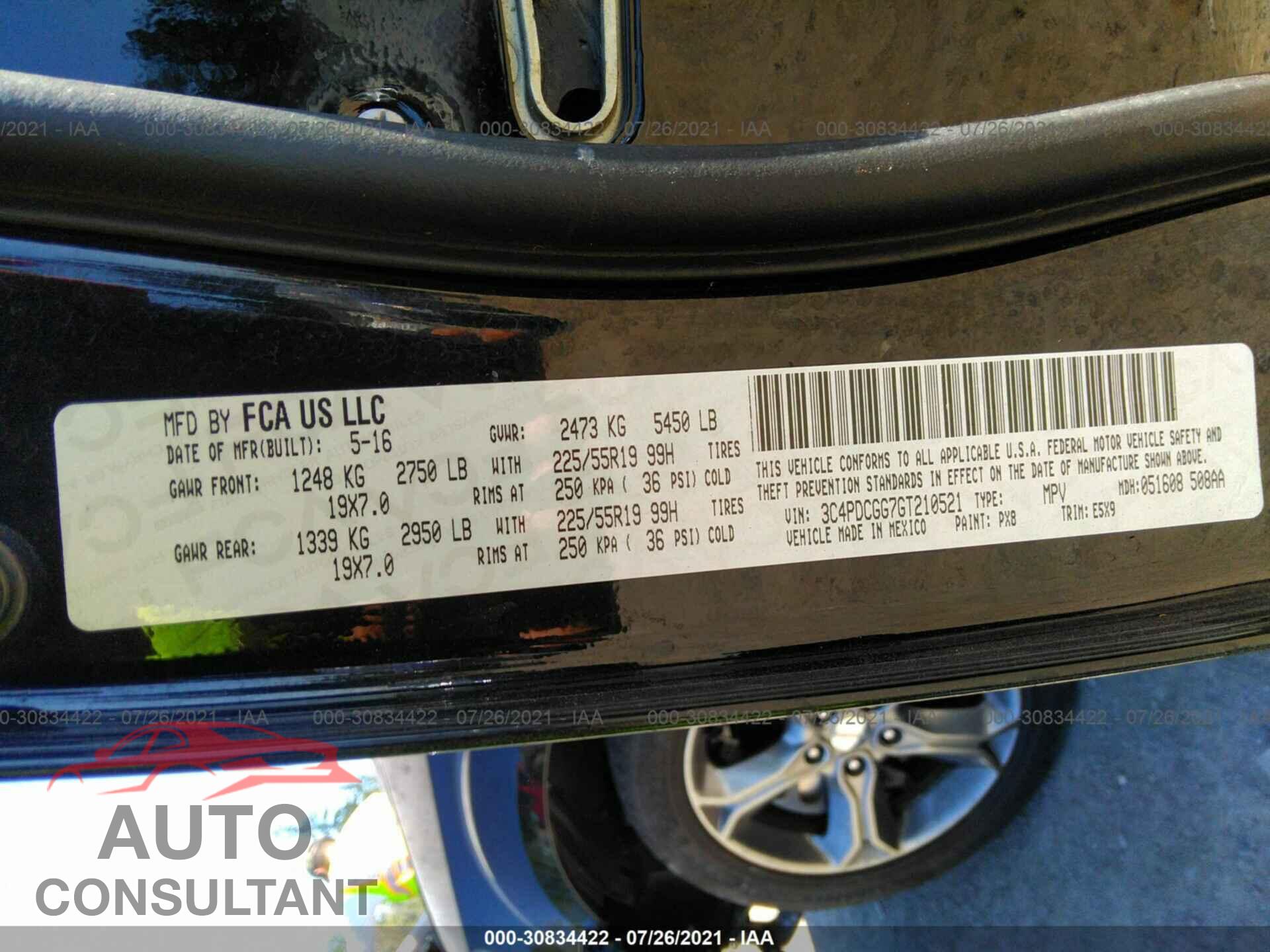 DODGE JOURNEY 2016 - 3C4PDCGG7GT210521