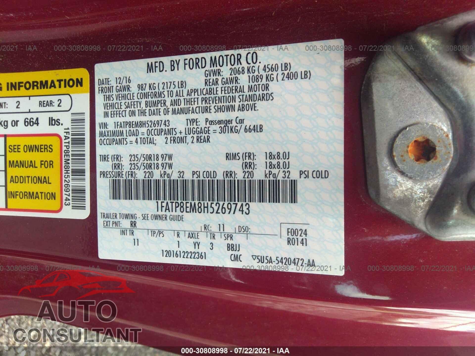 FORD MUSTANG 2017 - 1FATP8EM8H5269743