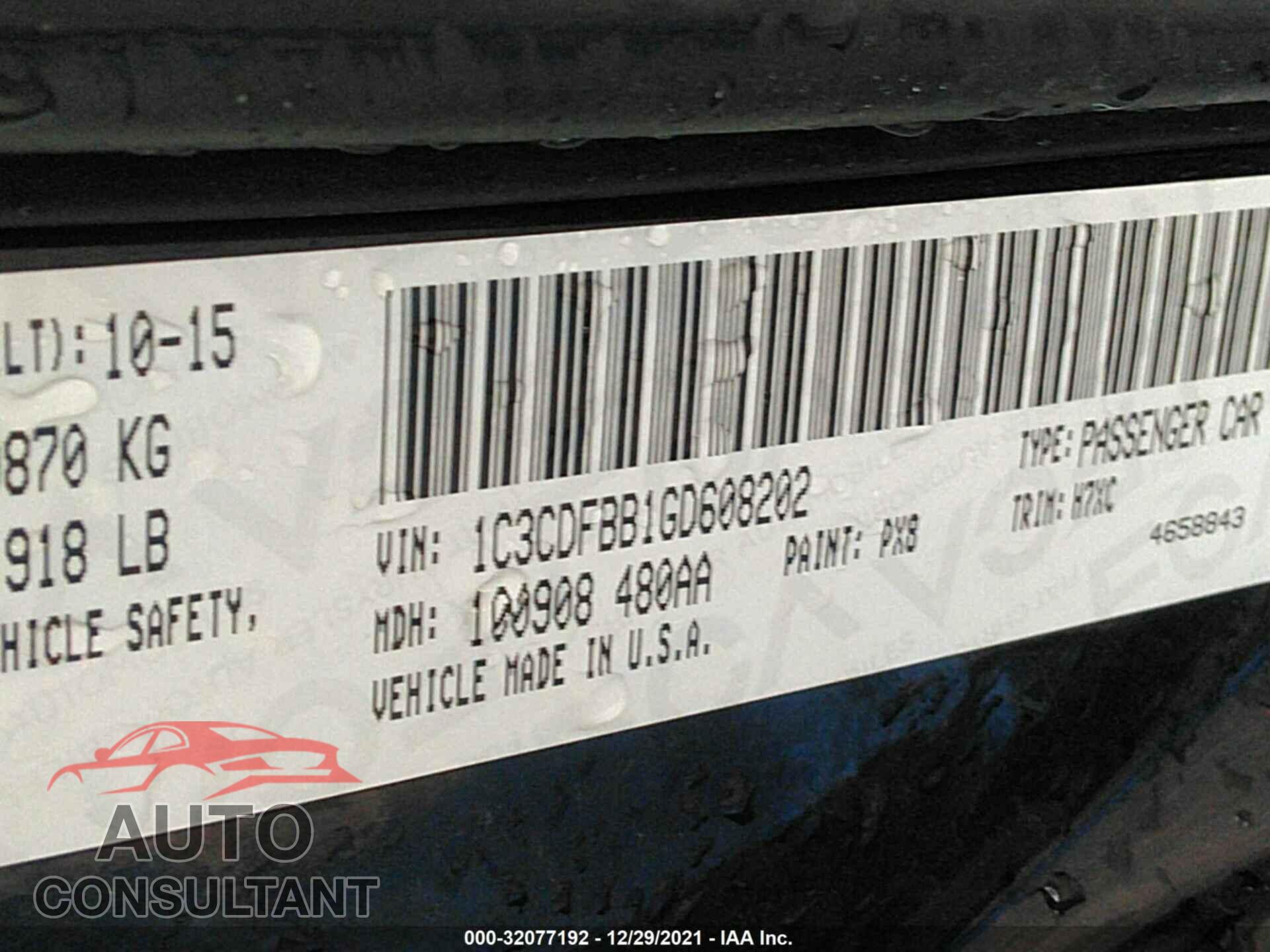 DODGE DART 2016 - 1C3CDFBB1GD608202