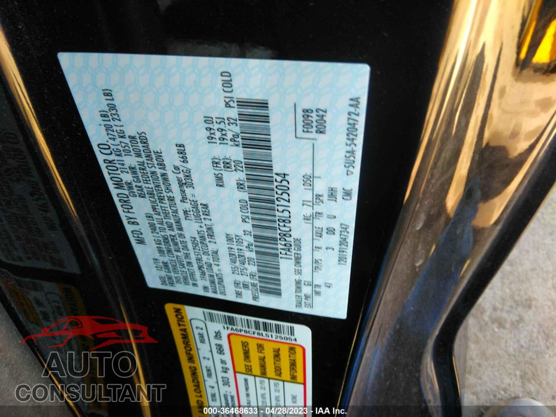 FORD MUSTANG 2020 - 1FA6P8CF8L5125054