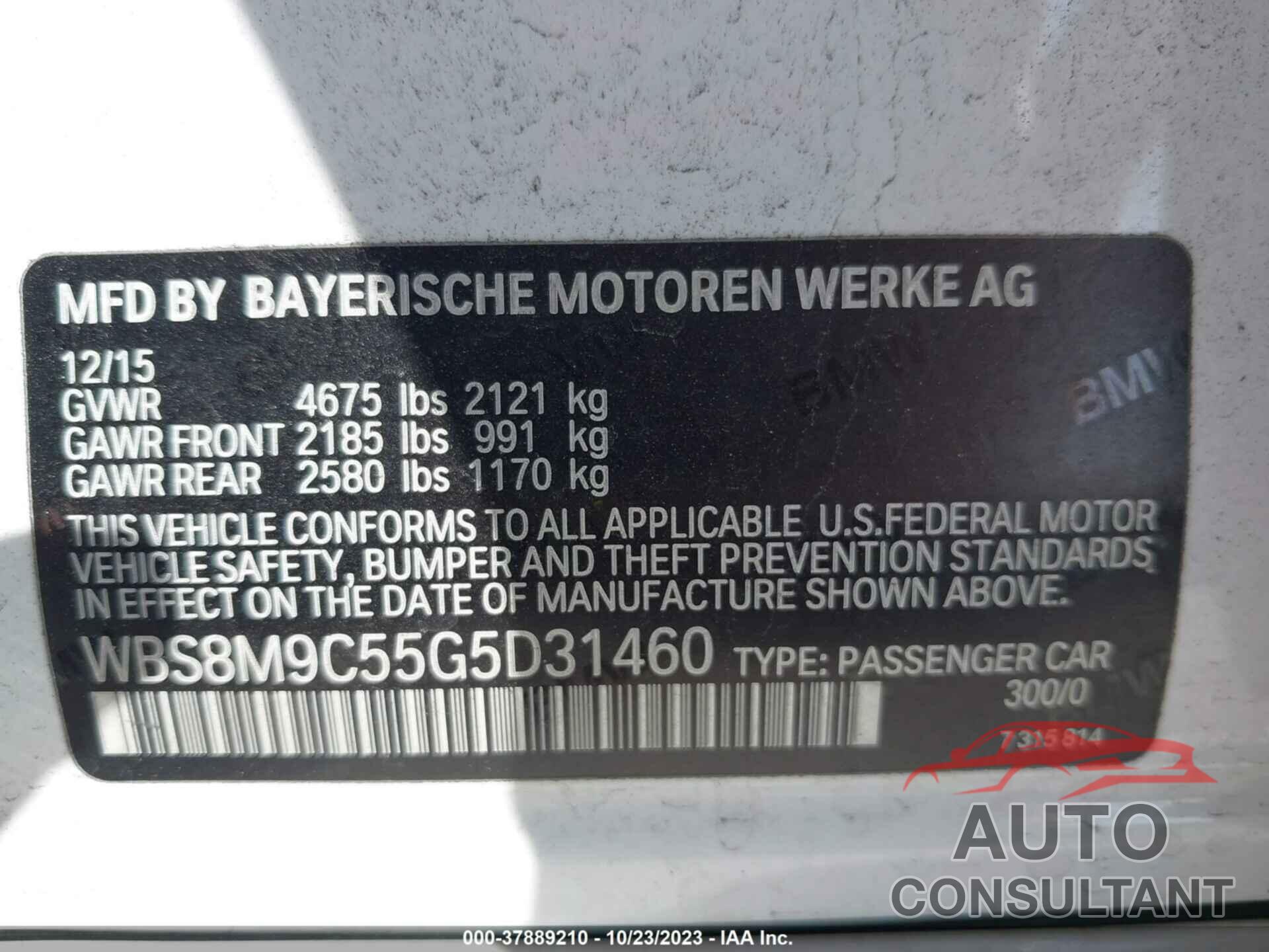 BMW M3 2016 - WBS8M9C55G5D31460