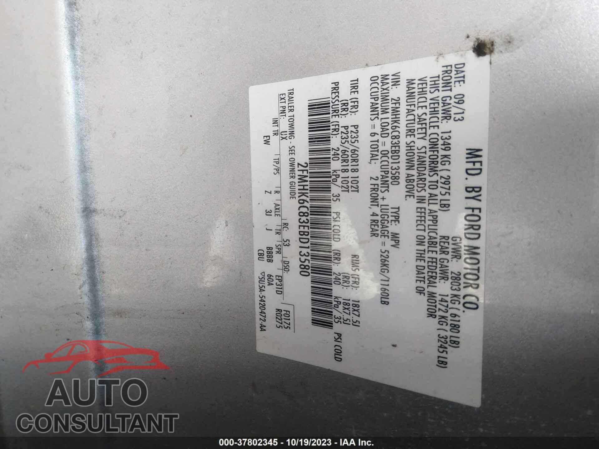 FORD FLEX 2014 - 2FMHK6C83EBD13580