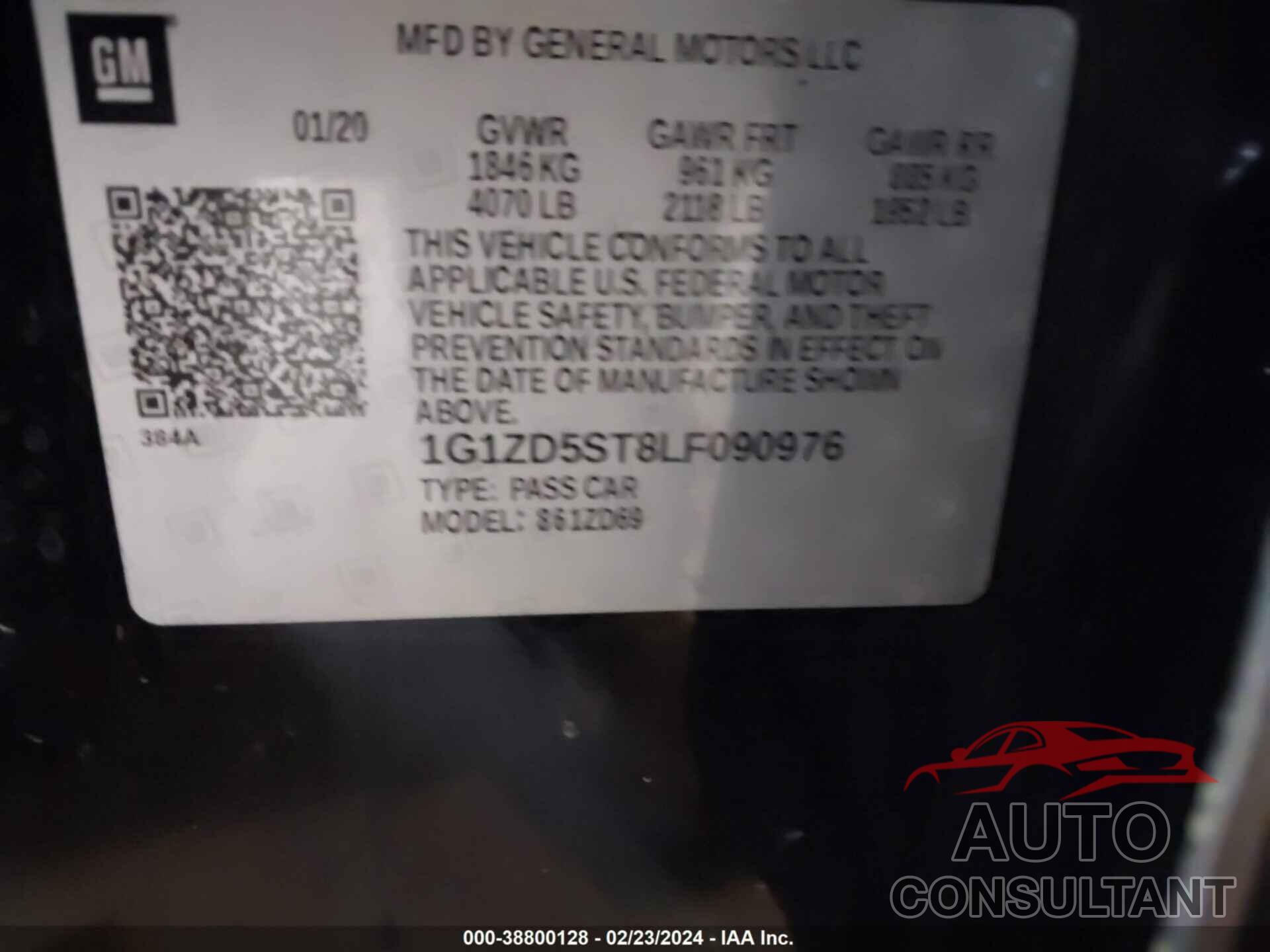 CHEVROLET MALIBU 2020 - 1G1ZD5ST8LF090976