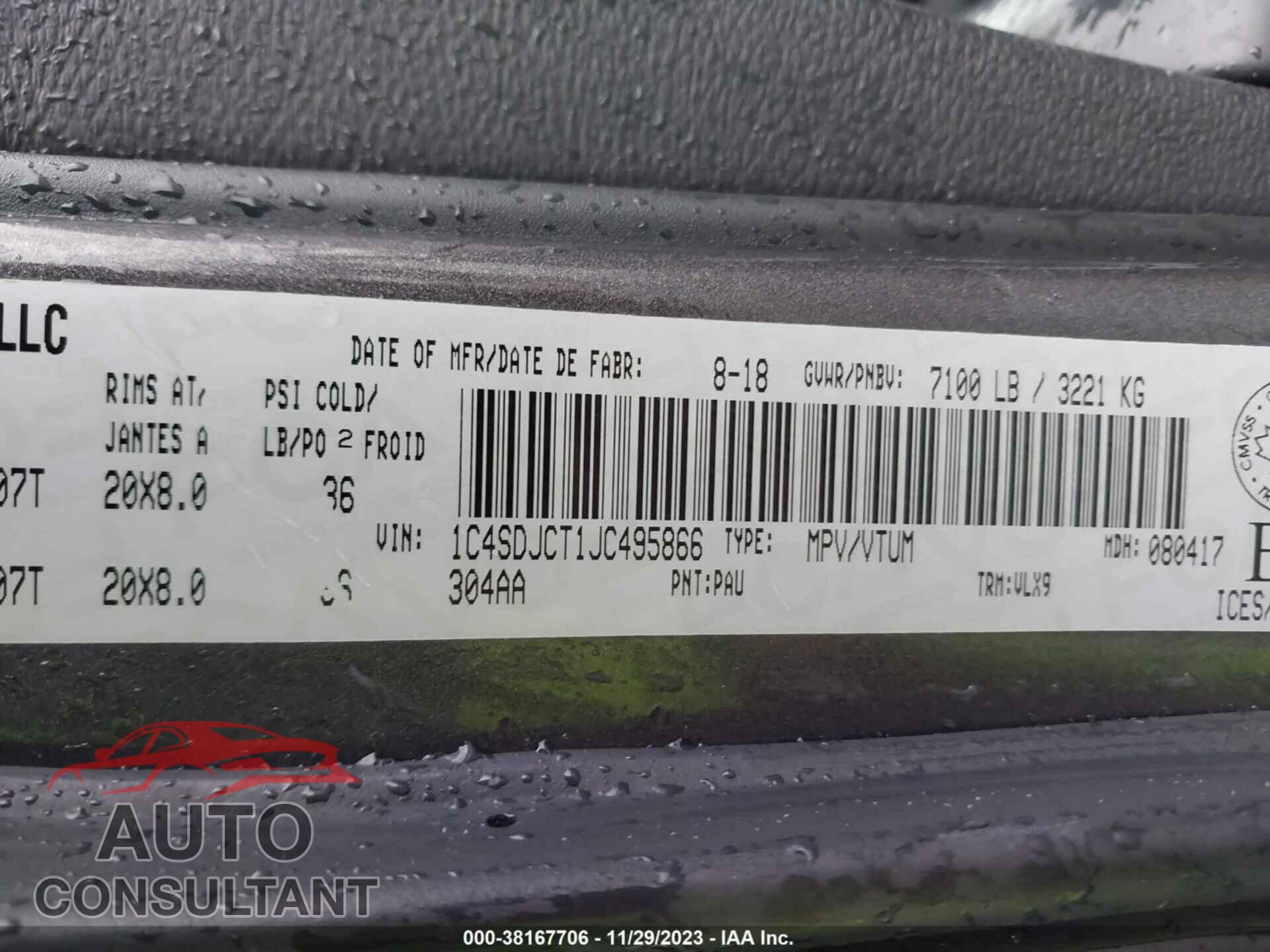 DODGE DURANGO 2018 - 1C4SDJCT1JC495866