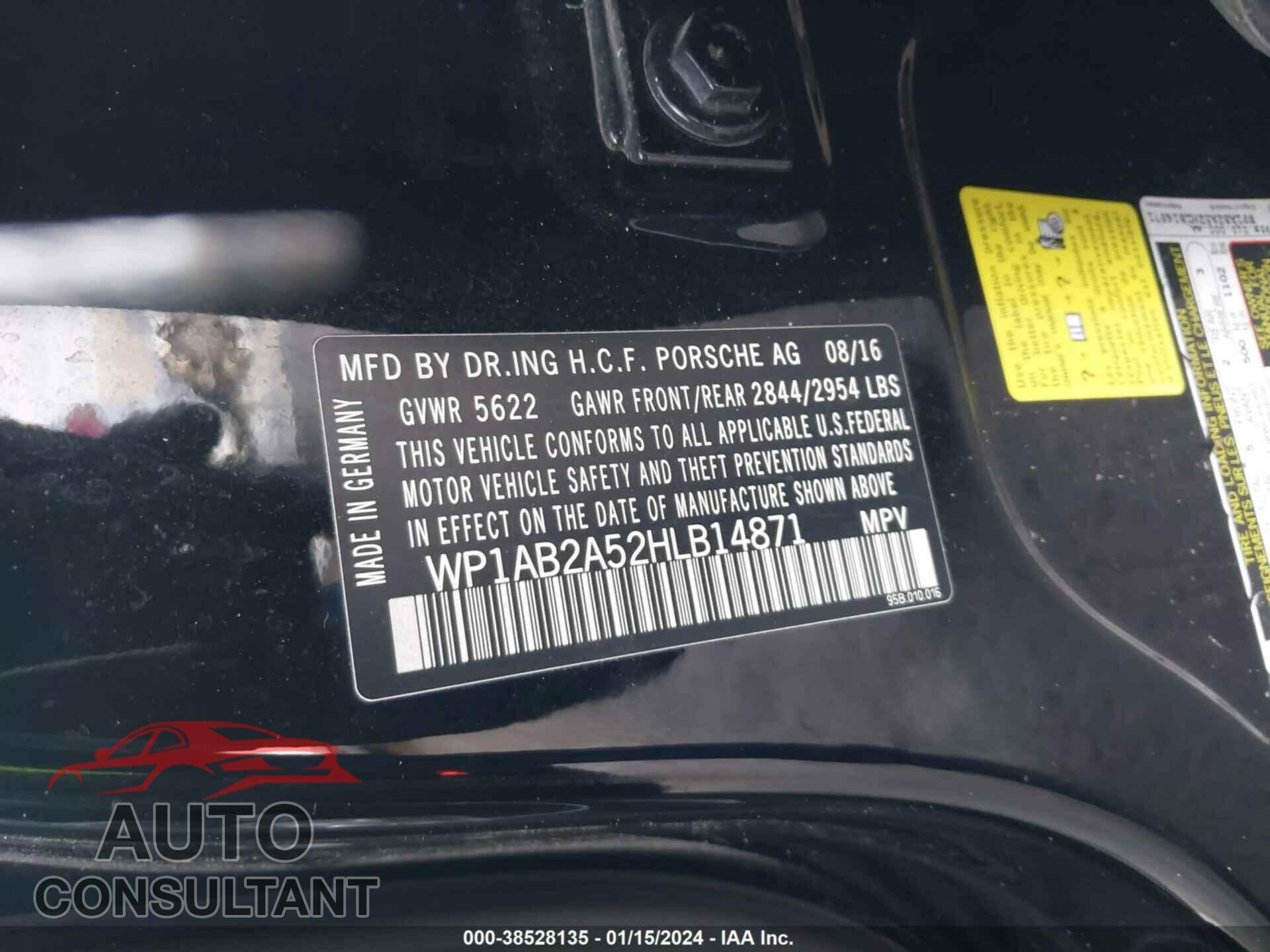PORSCHE MACAN 2017 - WP1AB2A52HLB14871