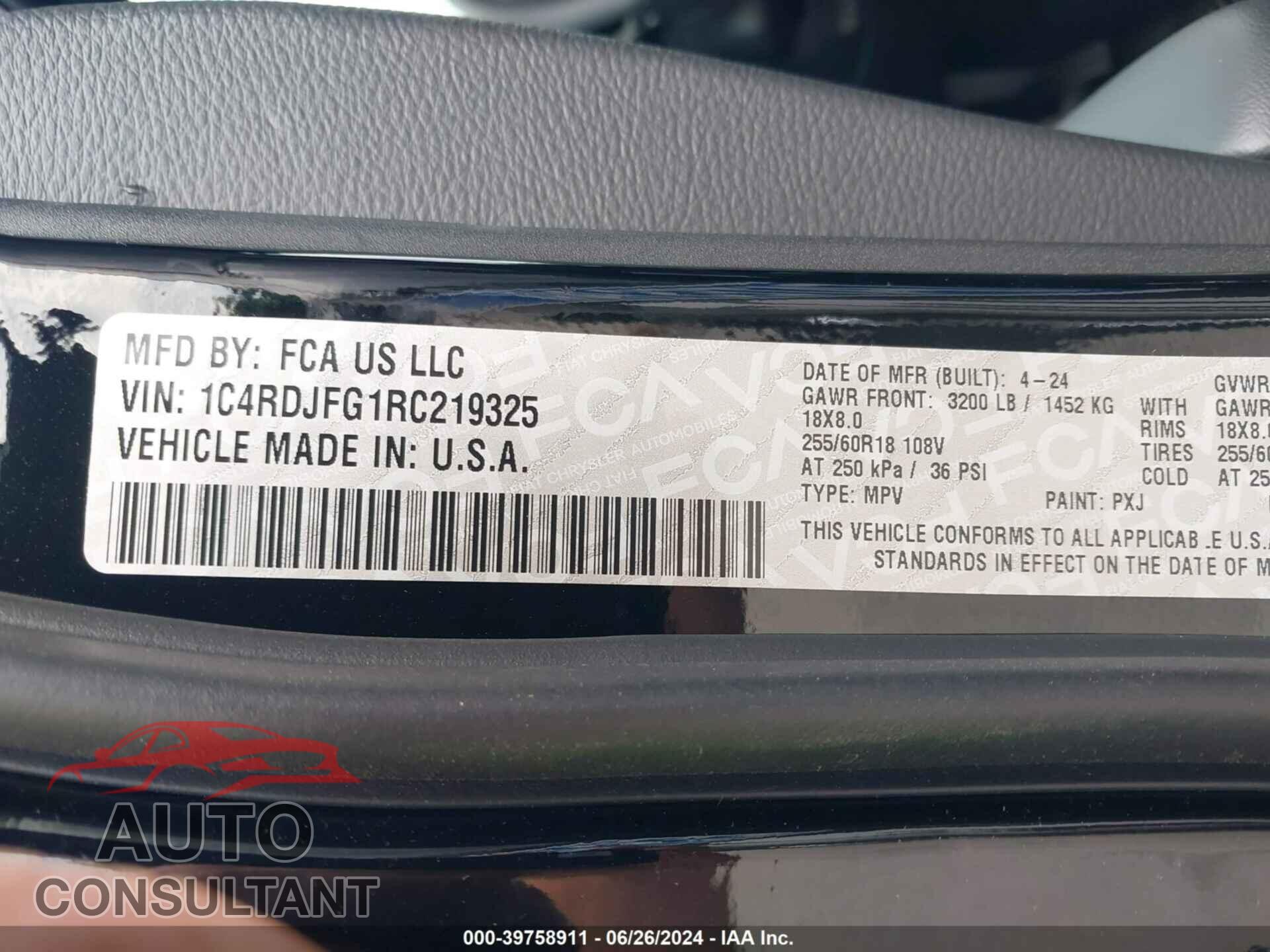 DODGE DURANGO 2024 - 1C4RDJFG1RC219325